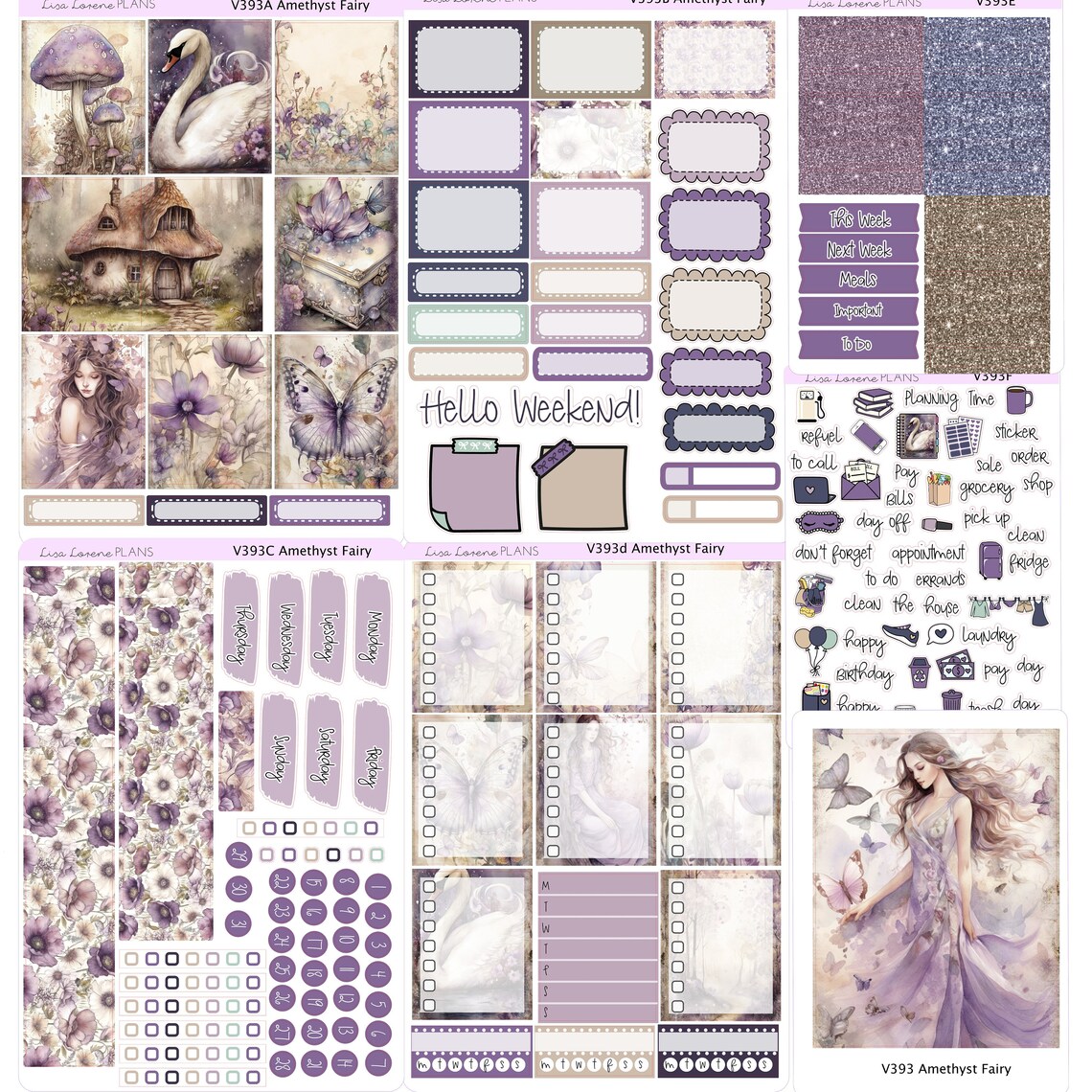 AMETHYST FAIRY Mini Weekly Planner Sticker Kit | Vertical Planner ...