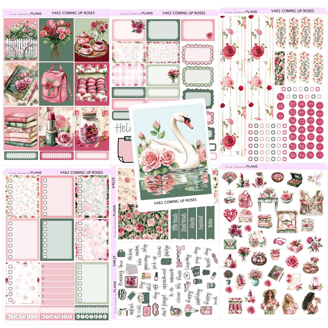 COMING UP ROSES Weekly Planner Sticker Kit | Vertical Planner | Perfect ...