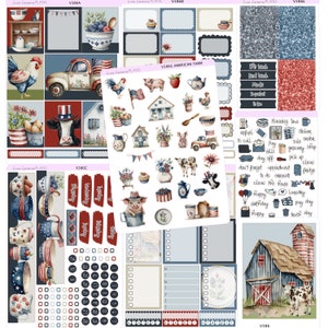 AMERICAN FARMHOUSE patriotic weekly Planner Sticker Kit  | Vertical Planner  | perfect for Vertical Erin Condren Life planner | 386 FULL