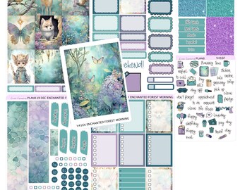 ENCHANTED FOREST MORNING weekly Planner Sticker Kit  | Vertical Planner  | perfect for Vertical Erin Condren Life planner | V416