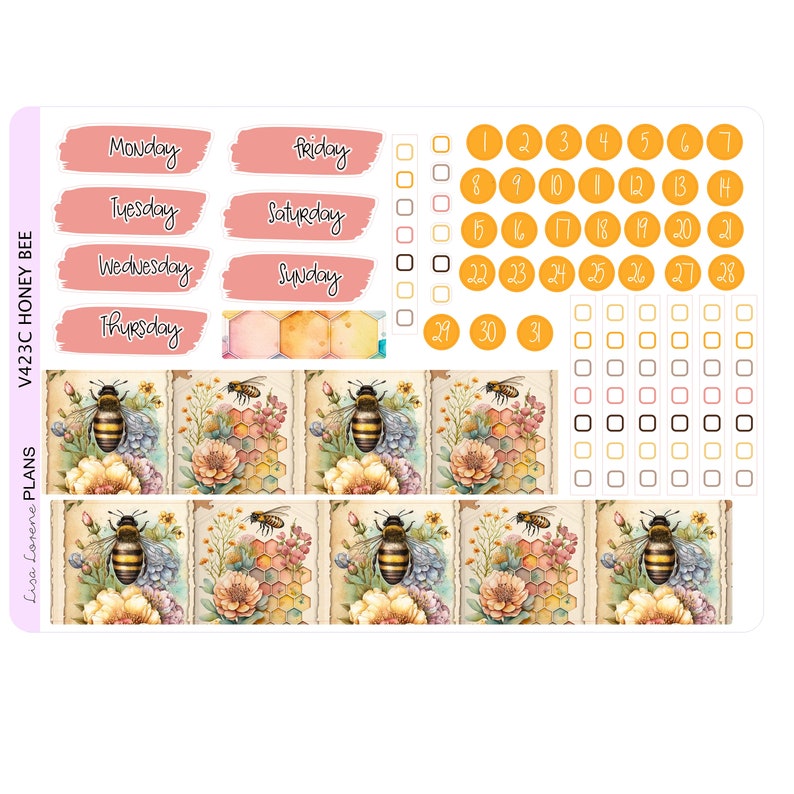 HONEY BEE Weekly Planner Sticker Kit | Vertical Planner | Perfect for ...
