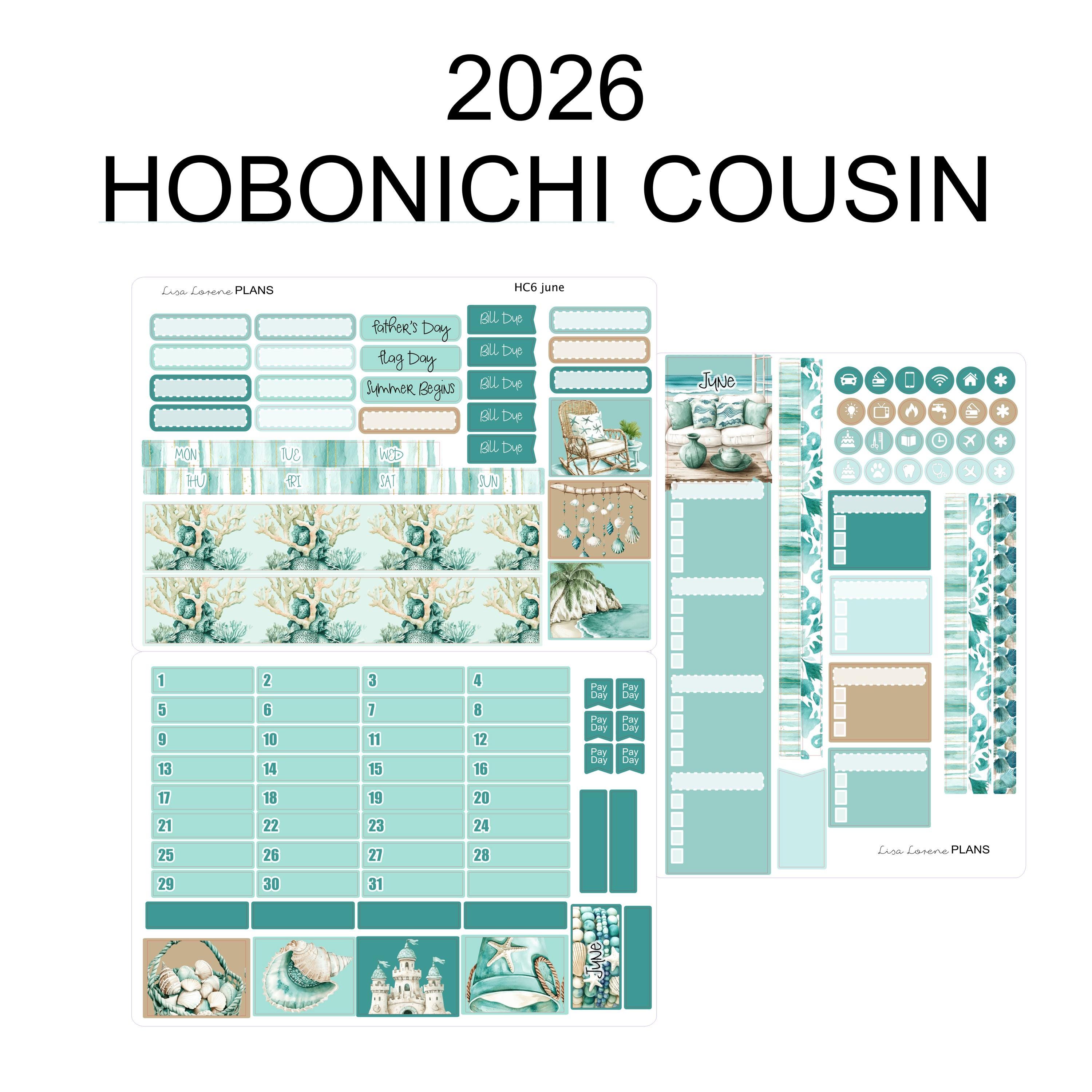 2026 BUNDLE HOBONICHI COUSIN A5 Monthly Kits - 12 Planner Sticker Kits ...