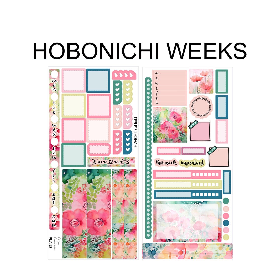 FLORAL FIELD Weekly Set for Hobonichi Weeks Sticker Kit | HW409 - Etsy