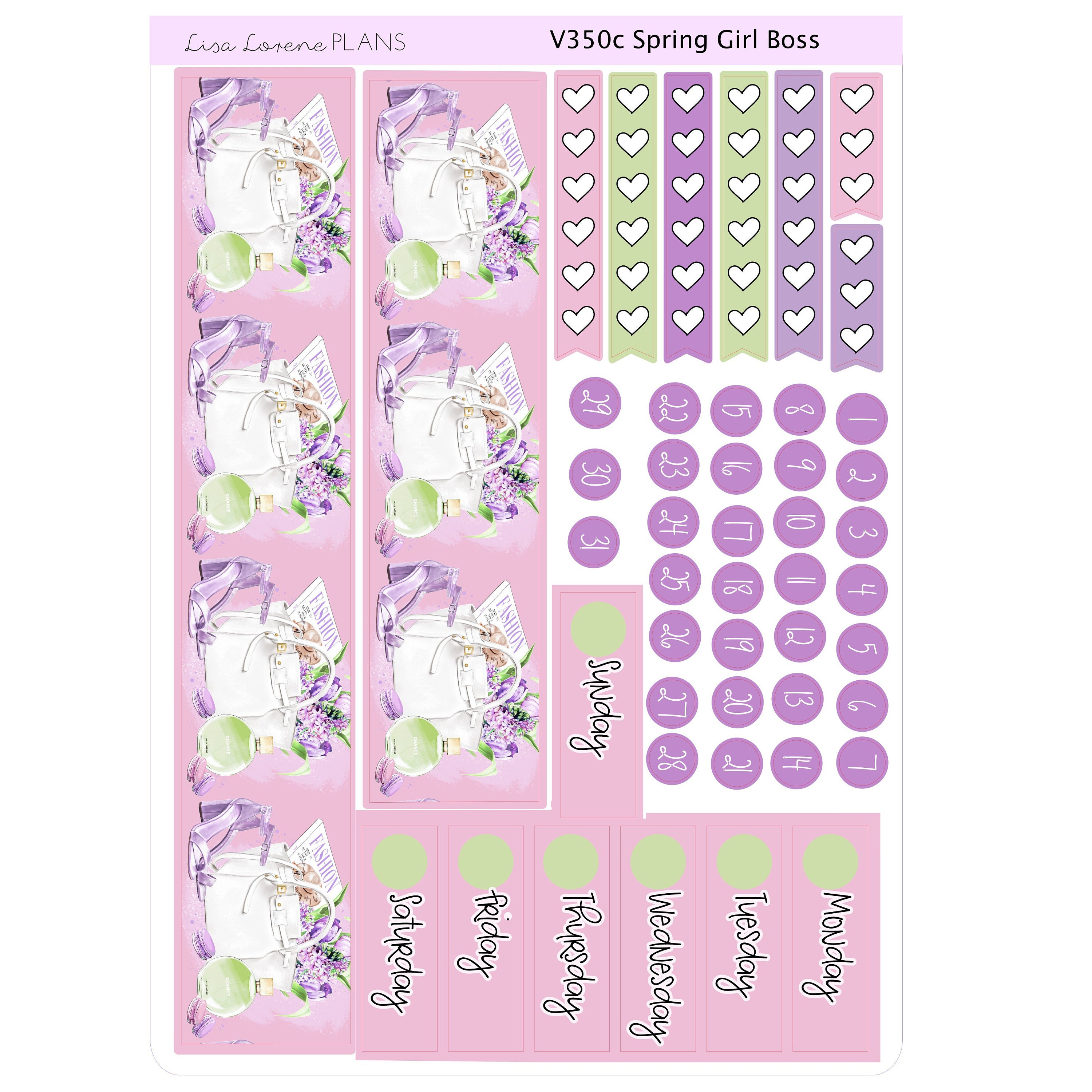 SPRING FASHION BOSS Weekly Sticker Kit | Vertical Weekly Planner ...