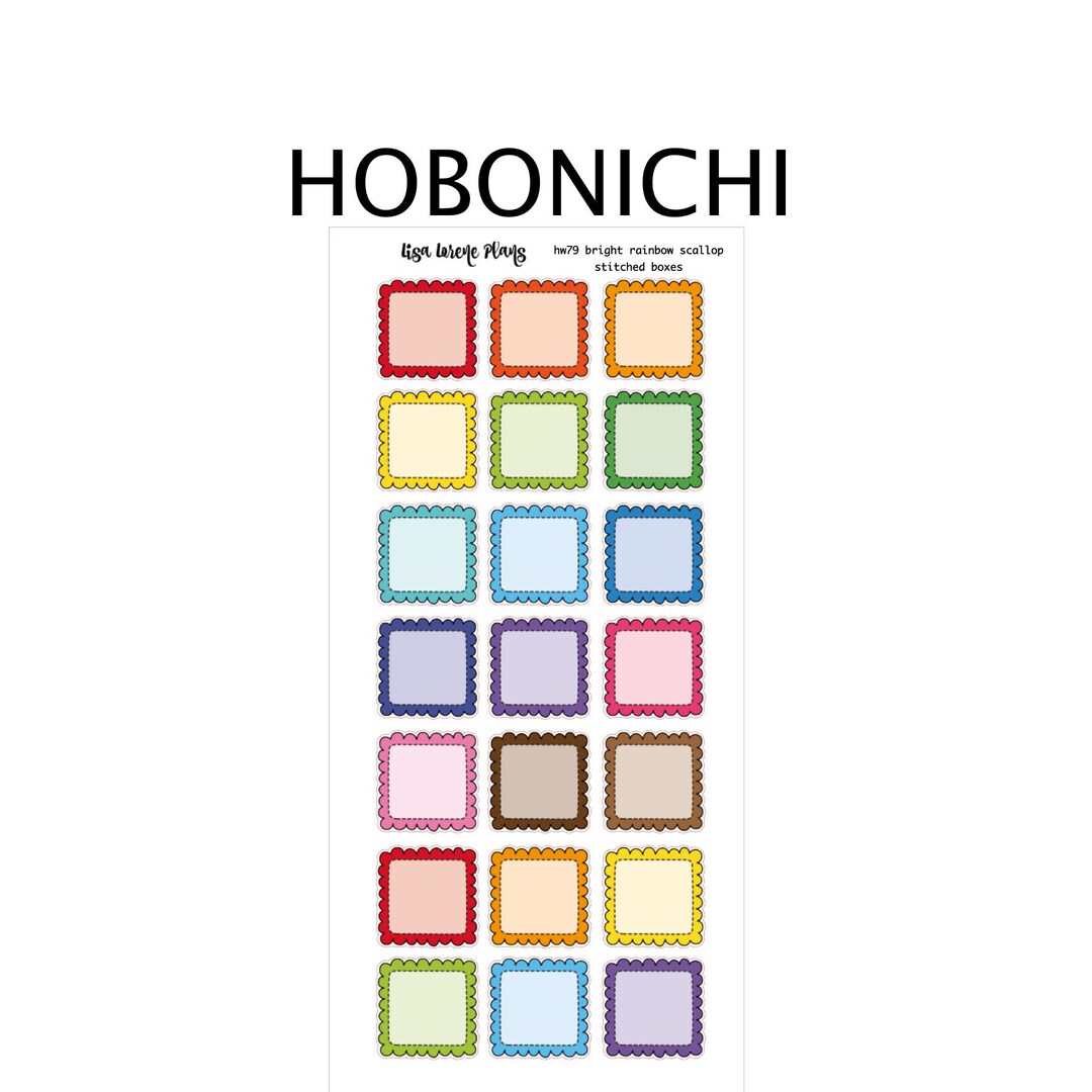 SCALLOP STITCHED BOXES | Bright Rainbow | Planner Stickers ...