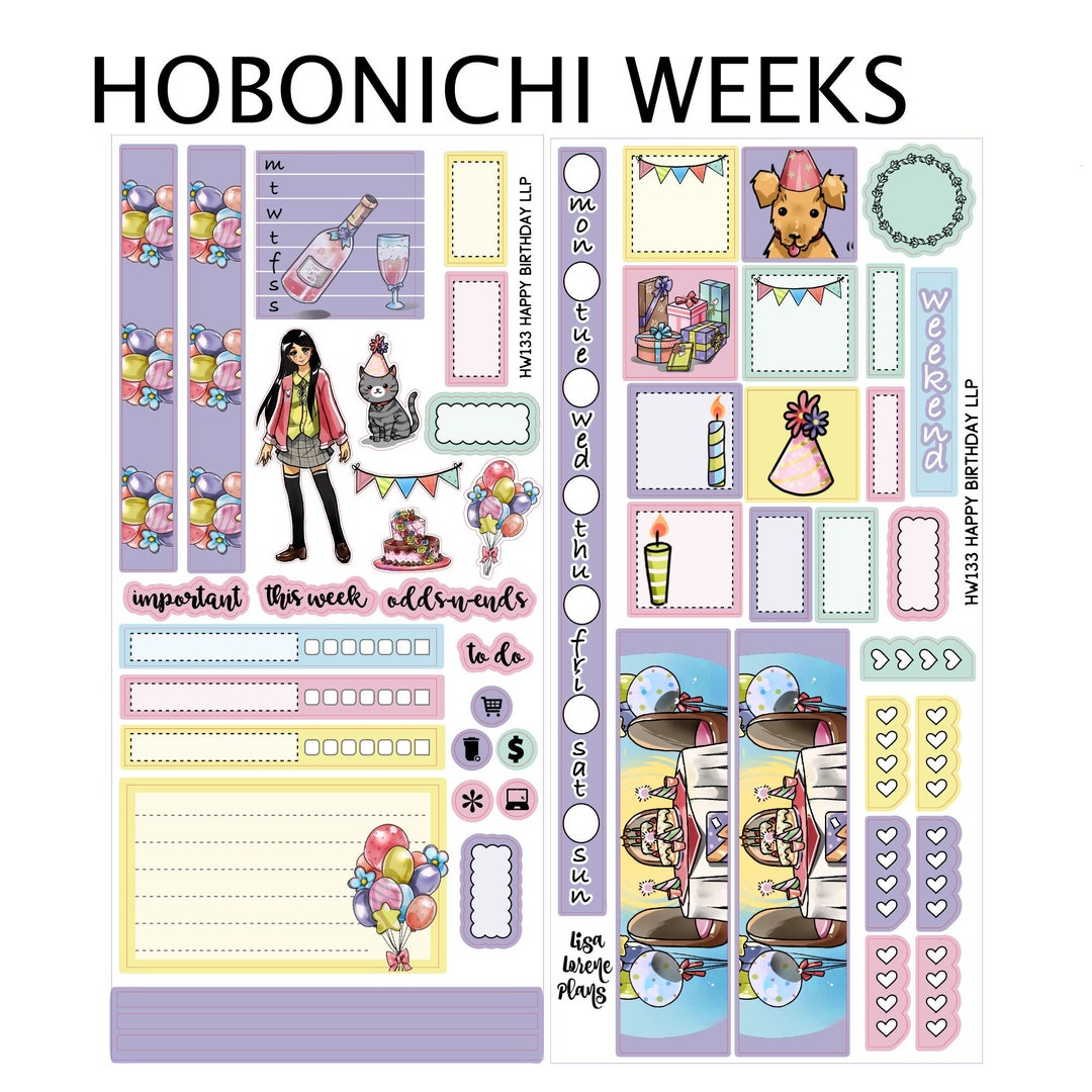 HAPPY BIRTHDAY LLP Weekly Planner Sticker Kit | Hobonichi Weeks Sticker ...