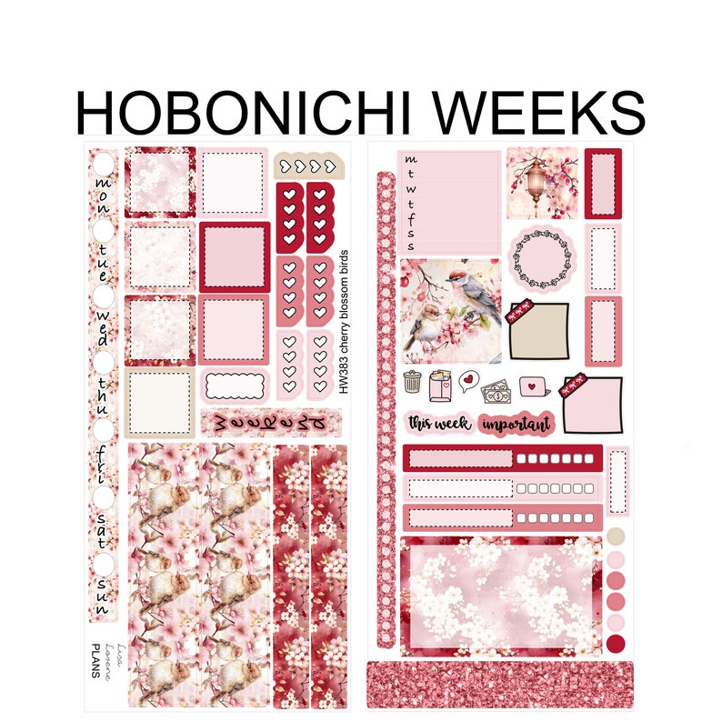 CHERRY BLOSSOM BIRDS Hobonichi Weeks Sticker Kit | HW383 - Etsy