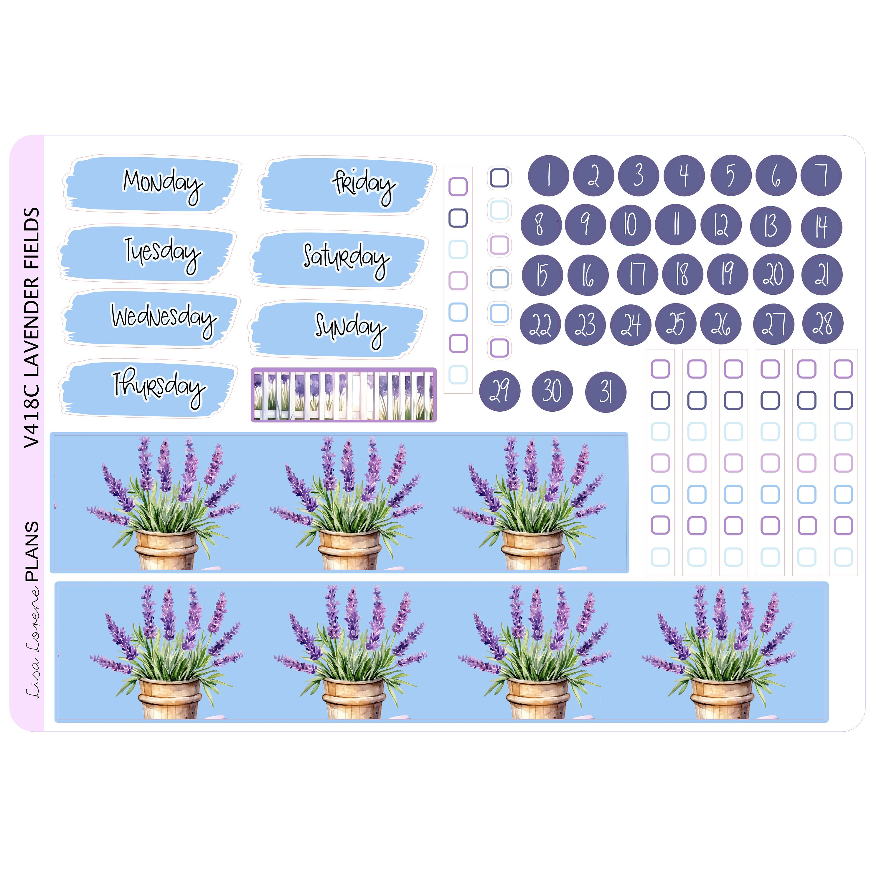 LAVENDER FIELD Weekly Planner Sticker Kit | Vertical Planner | Perfect ...