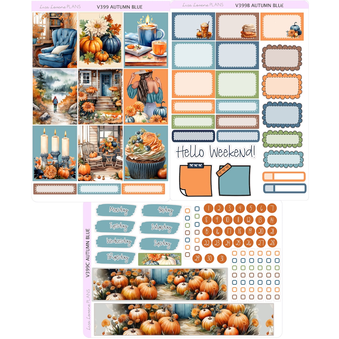 AUTUMN BLUE Weekly Planner Sticker Kit | Vertical Planner | Perfect for ...
