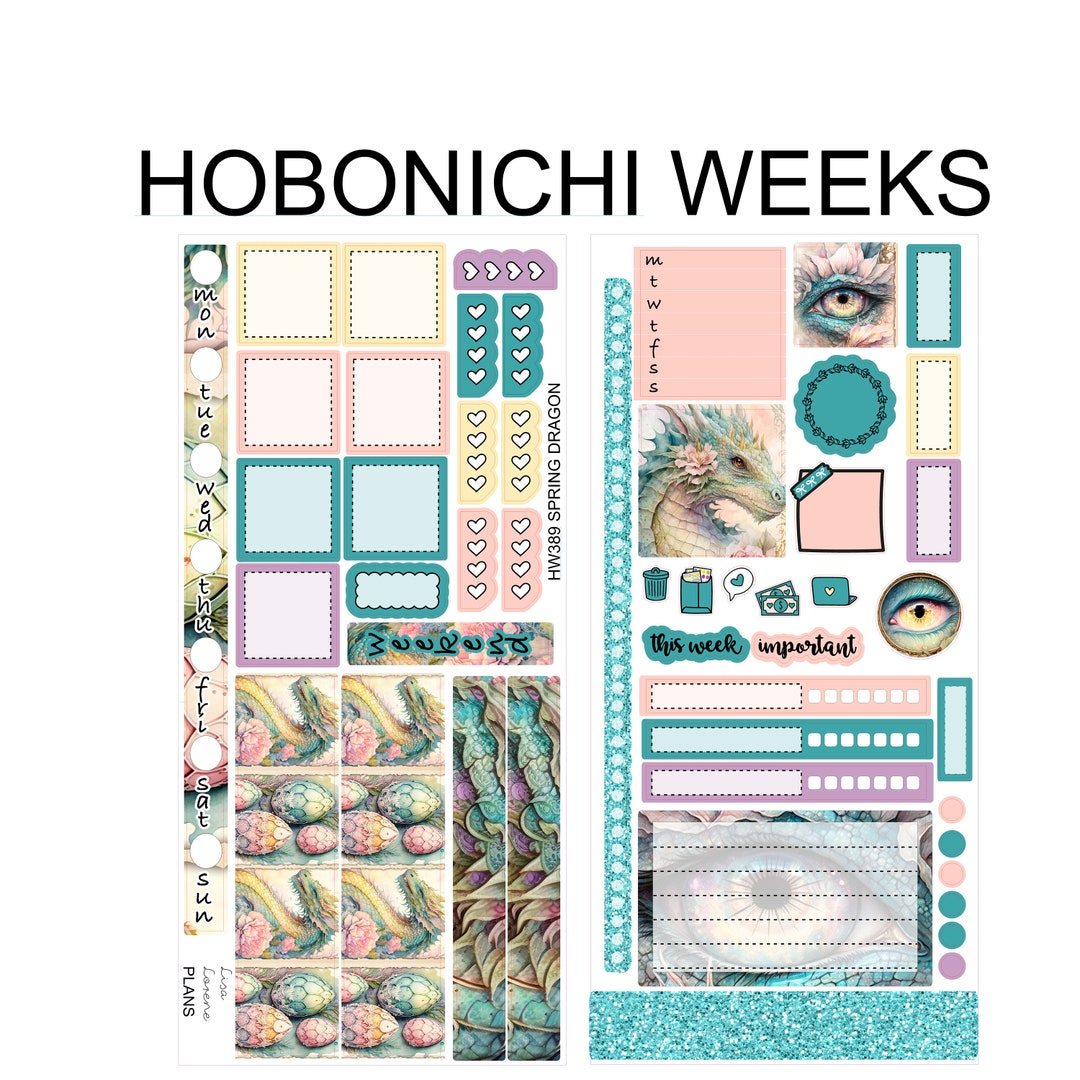 SPRING DRAGON Hobonichi Weeks Sticker Kit | Fantasy Dragon Egg Eye ...