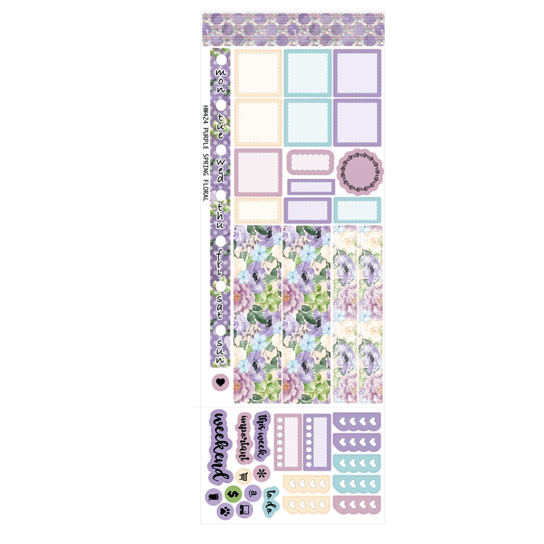 PURPLE SPRING FLORAL Planner Sticker Kit | Weekly Sticker Kit | for ...
