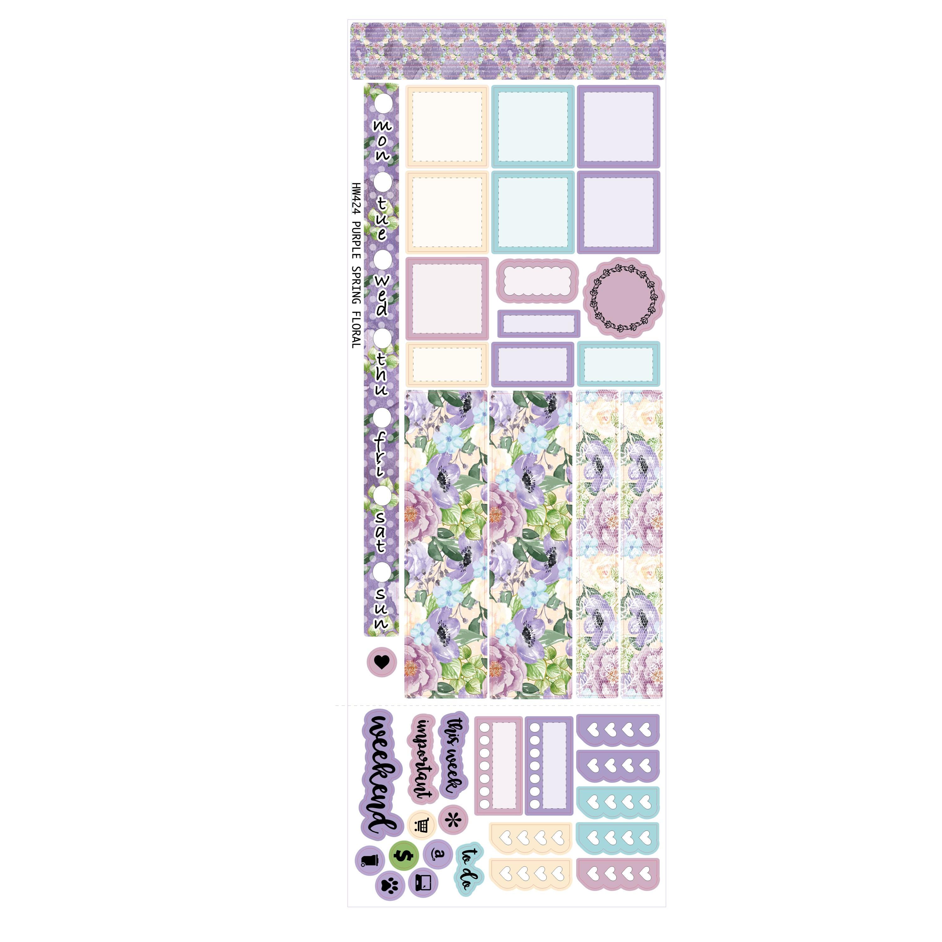 PURPLE SPRING FLORAL Planner Sticker Kit | Weekly Sticker Kit | for ...