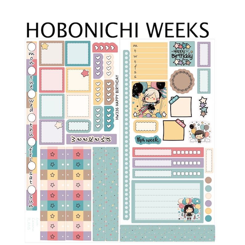 HAPPY BIRTHDAY Hobonichi Weeks Sticker Kit | Weekly Planner Sticker Kit ...