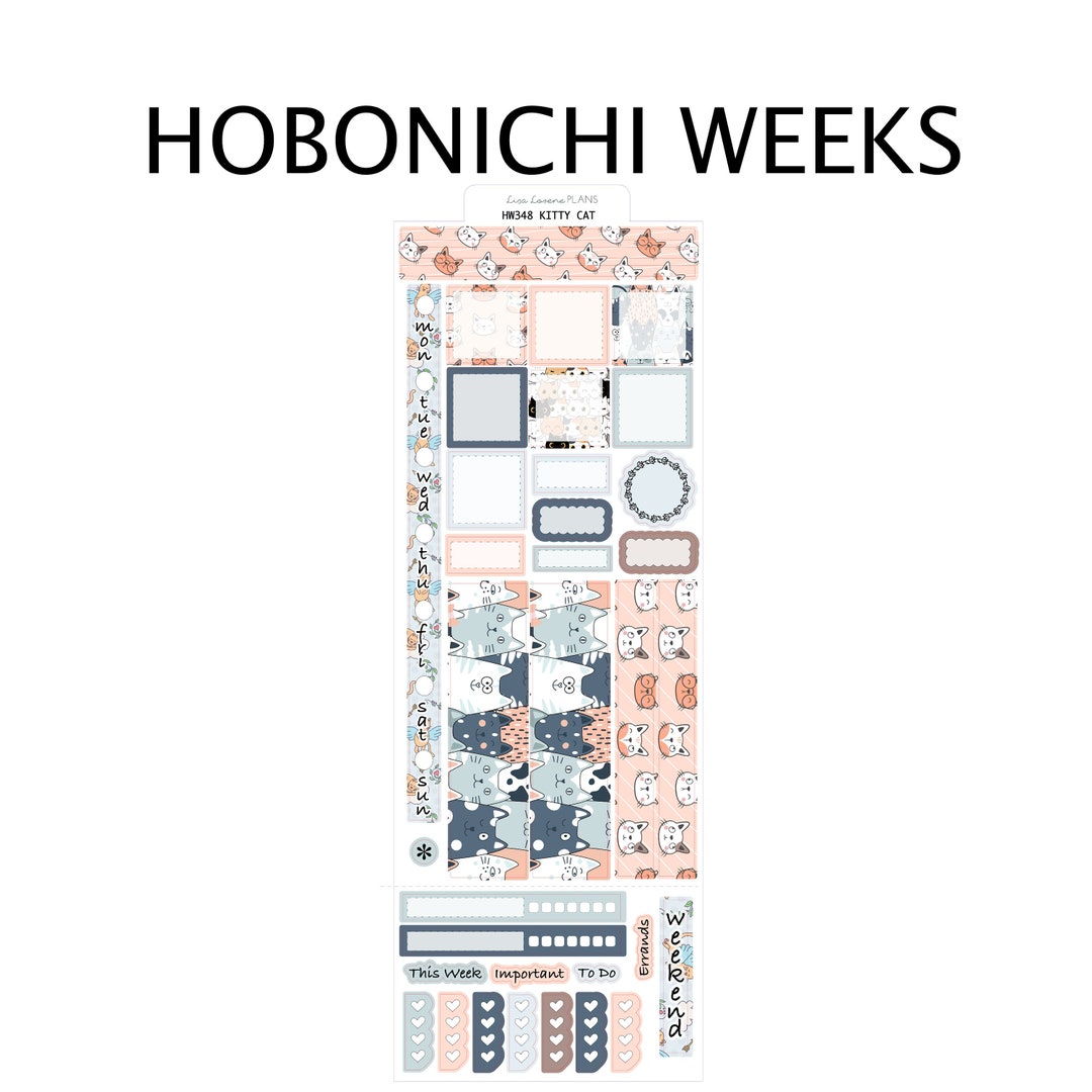 KITTY CAT Planner Sticker Kit | Weekly Sticker Kit | for Hobonichi ...