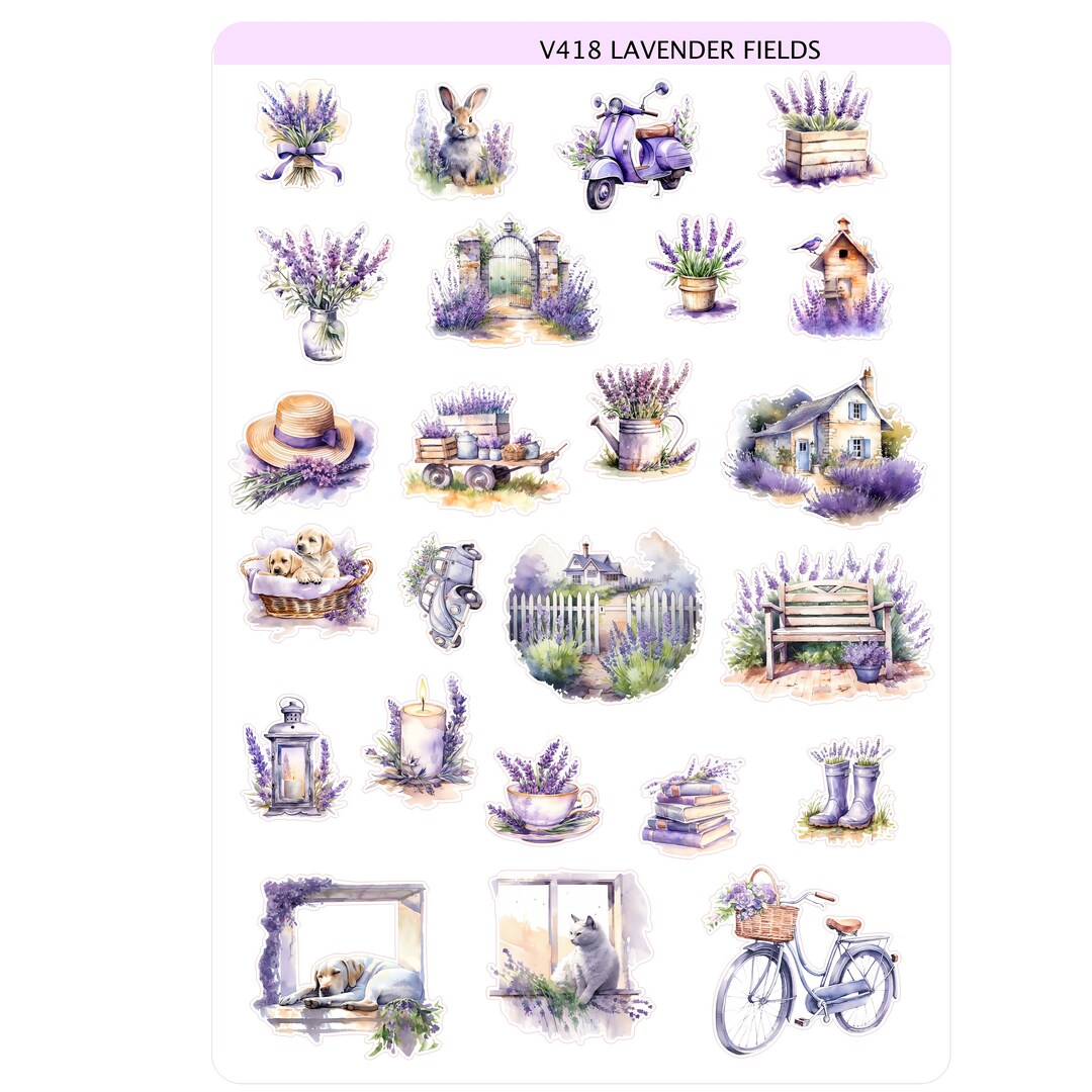 LAVENDER FIELD Deco Weekly Planner Sticker Kit | Vertical Planner ...