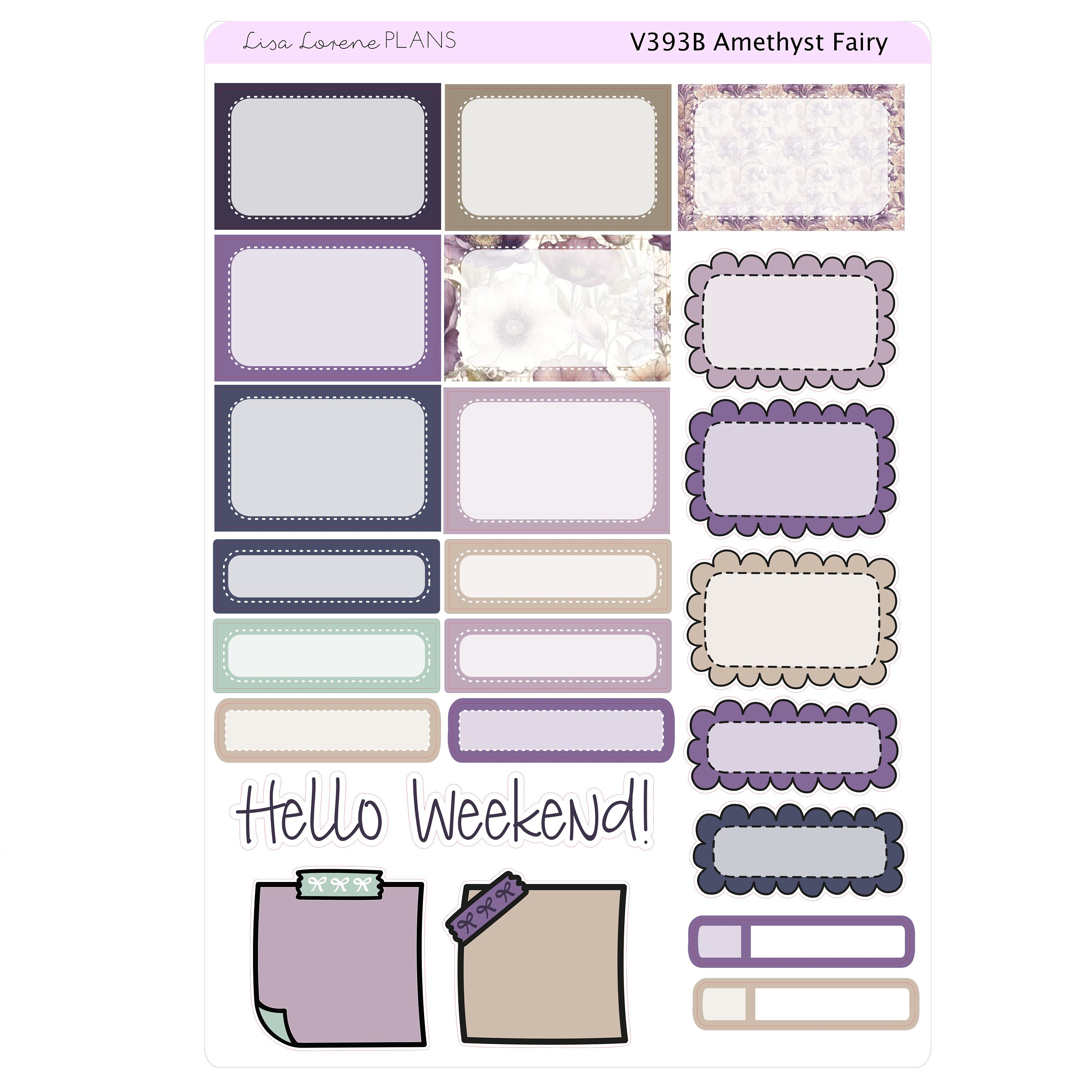 AMETHYST FAIRY Mini Weekly Planner Sticker Kit | Vertical Planner ...