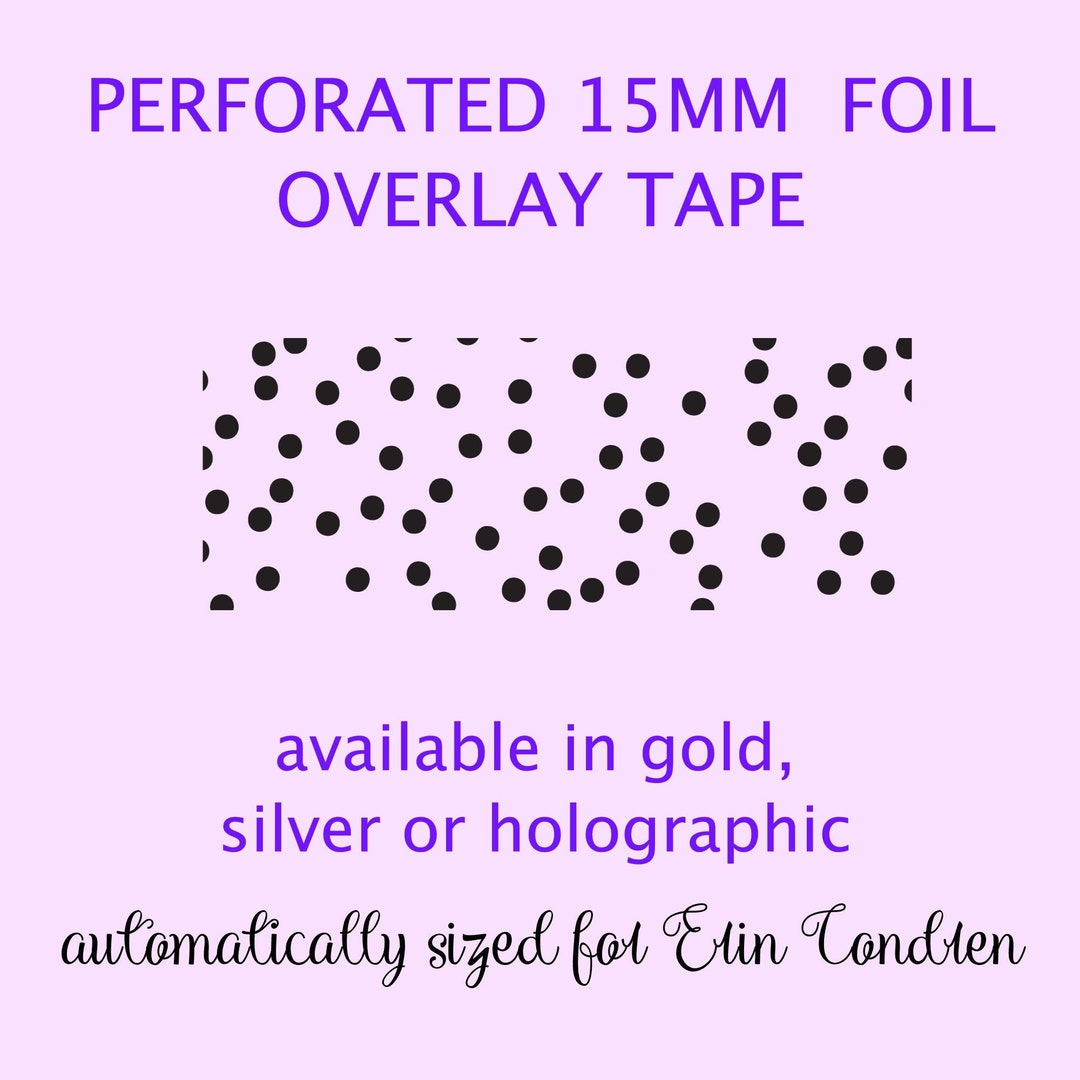 FOILED & PERFORATED OVERLAY Clear Tape 15mm Confetti Overlay Tape Gold