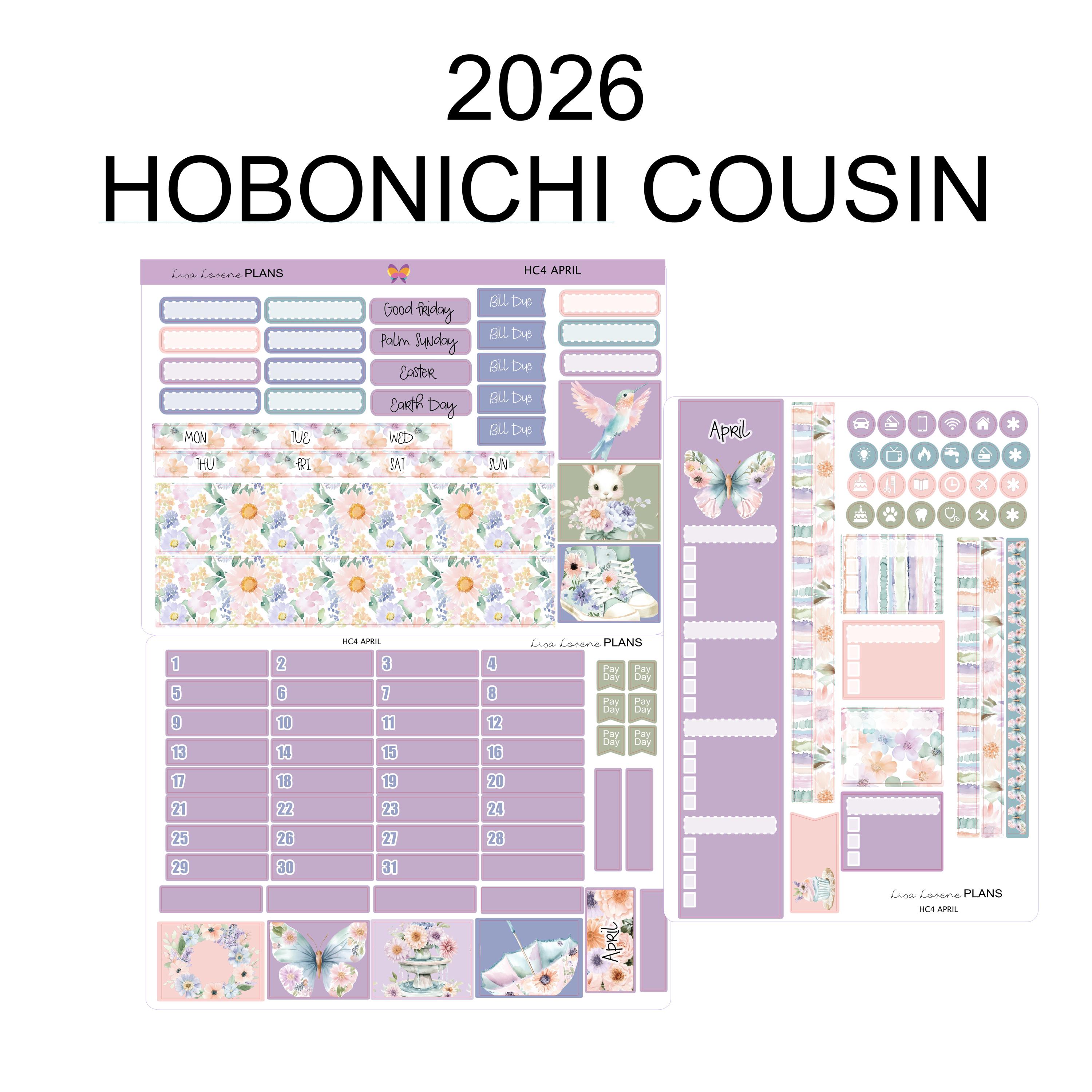 2026 BUNDLE HOBONICHI COUSIN A5 Monthly Kits - 12 Planner Sticker Kits ...