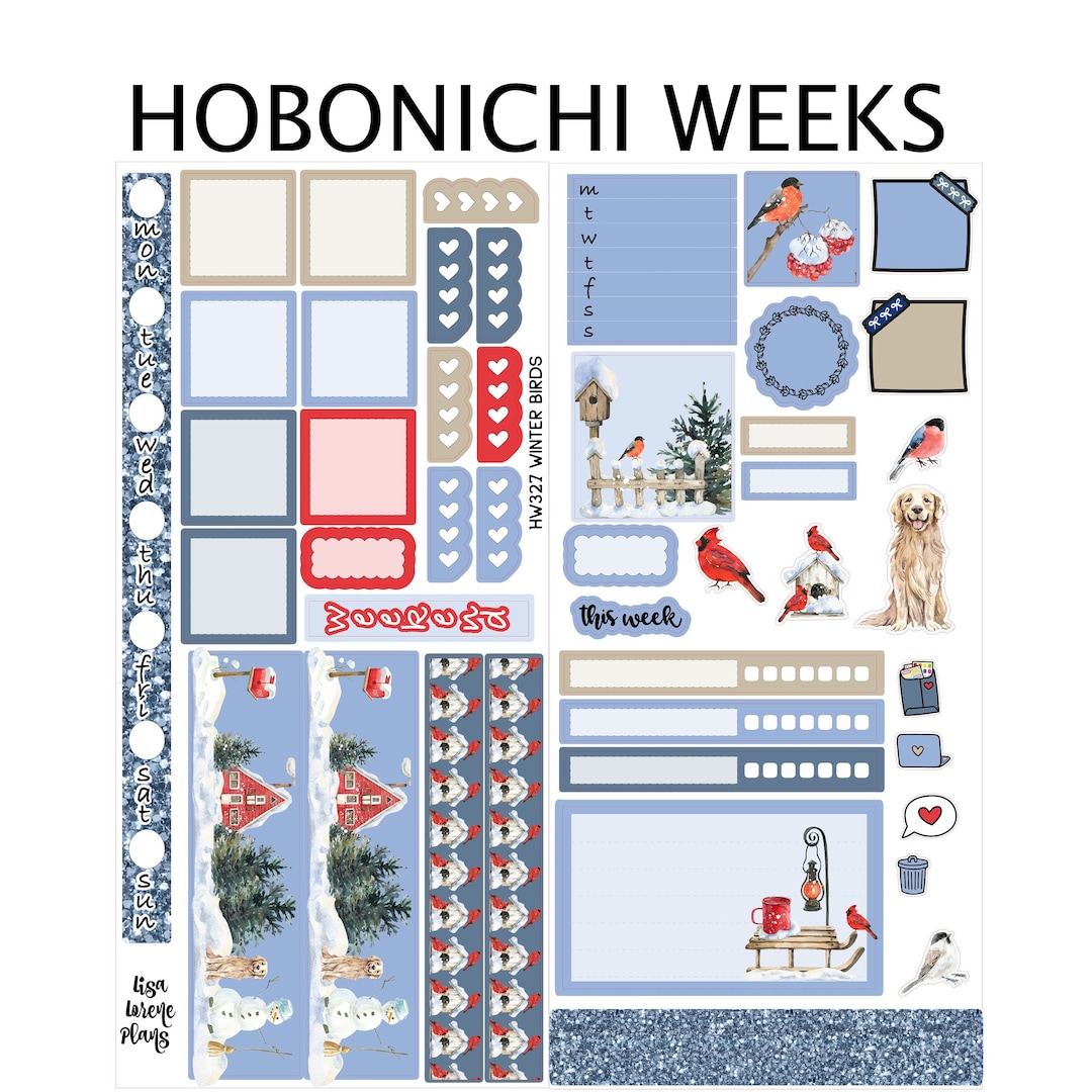 WINTER BIRDS Weekly Planner Sticker Kit | Hobonichi Weeks Sticker Kit ...