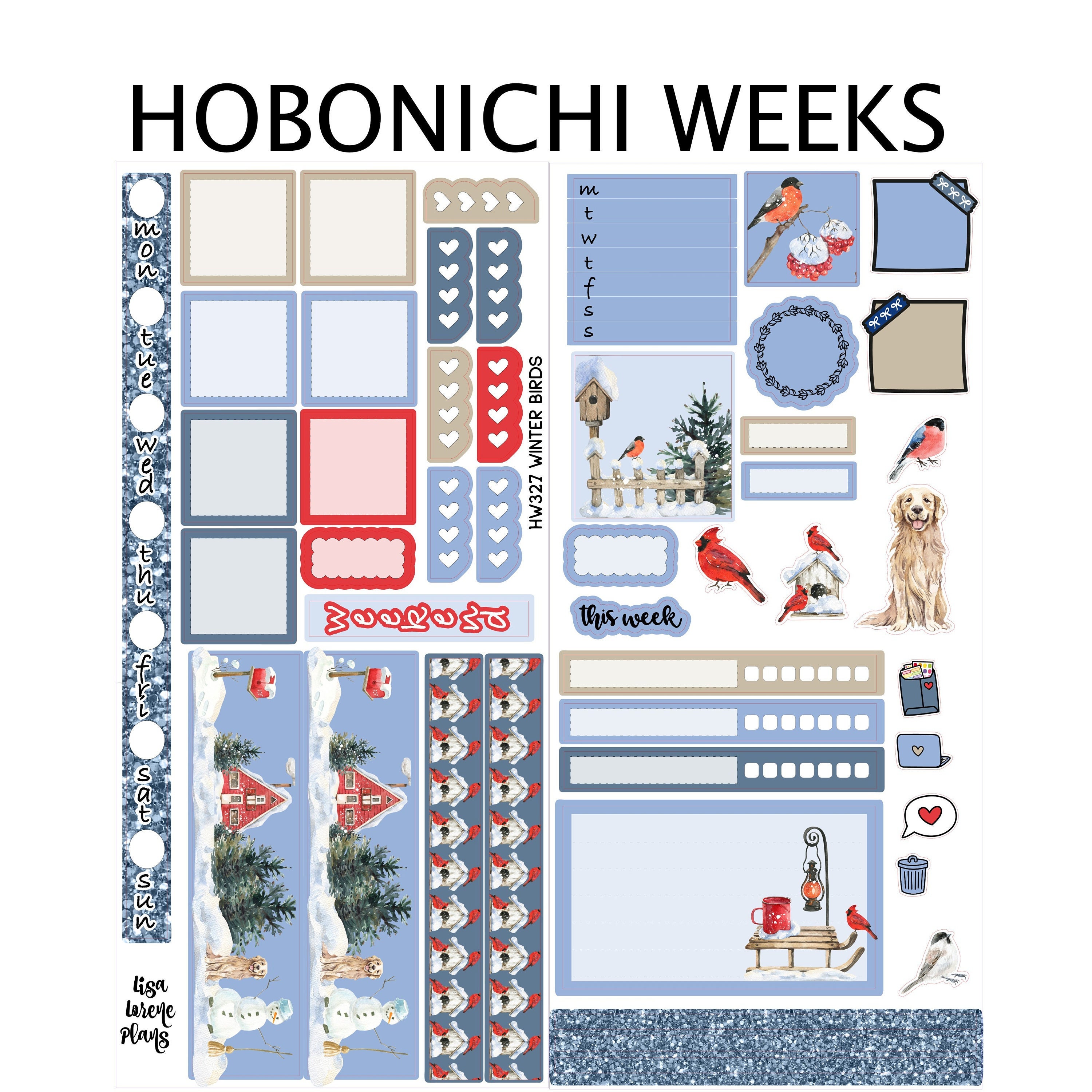 WINTER BIRDS Weekly Planner Sticker Kit | Hobonichi Weeks Sticker Kit ...