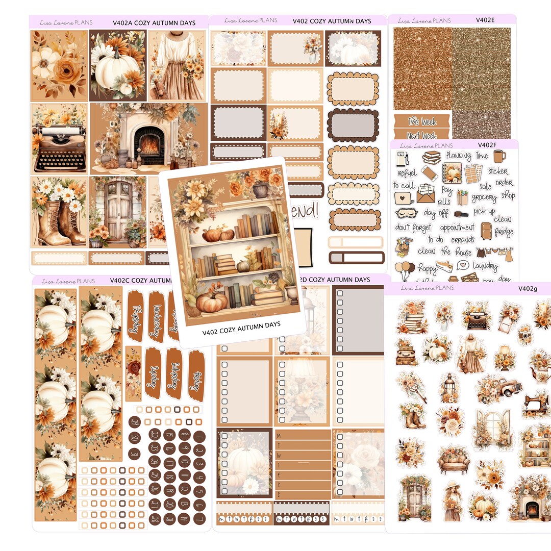 COZY AUTUMN DAY Weekly Planner Sticker Kit | Vertical Planner | Perfect ...