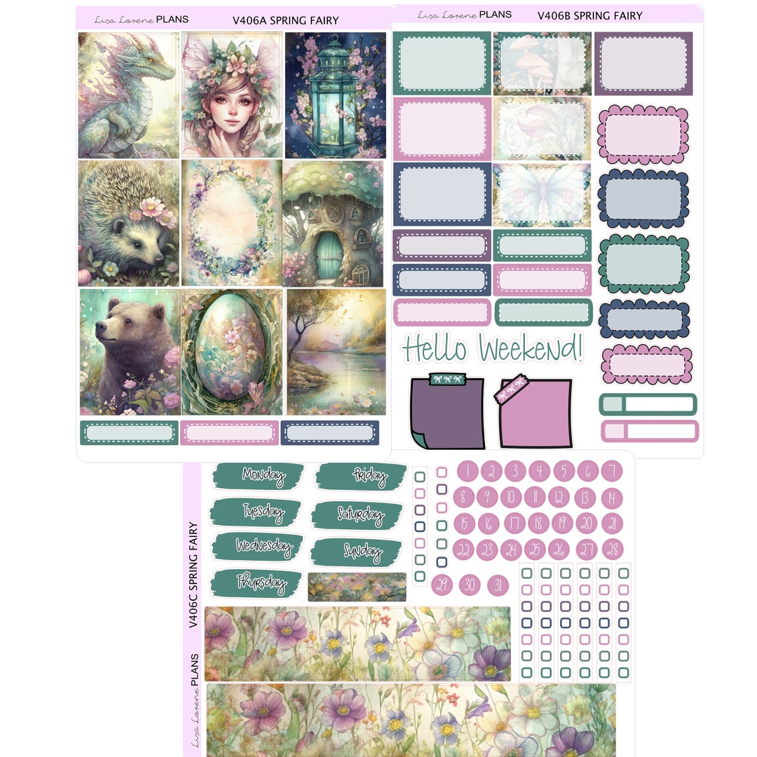 SPRING FAIRY Weekly Planner Sticker Kit | Vertical Planner | Vertical ...