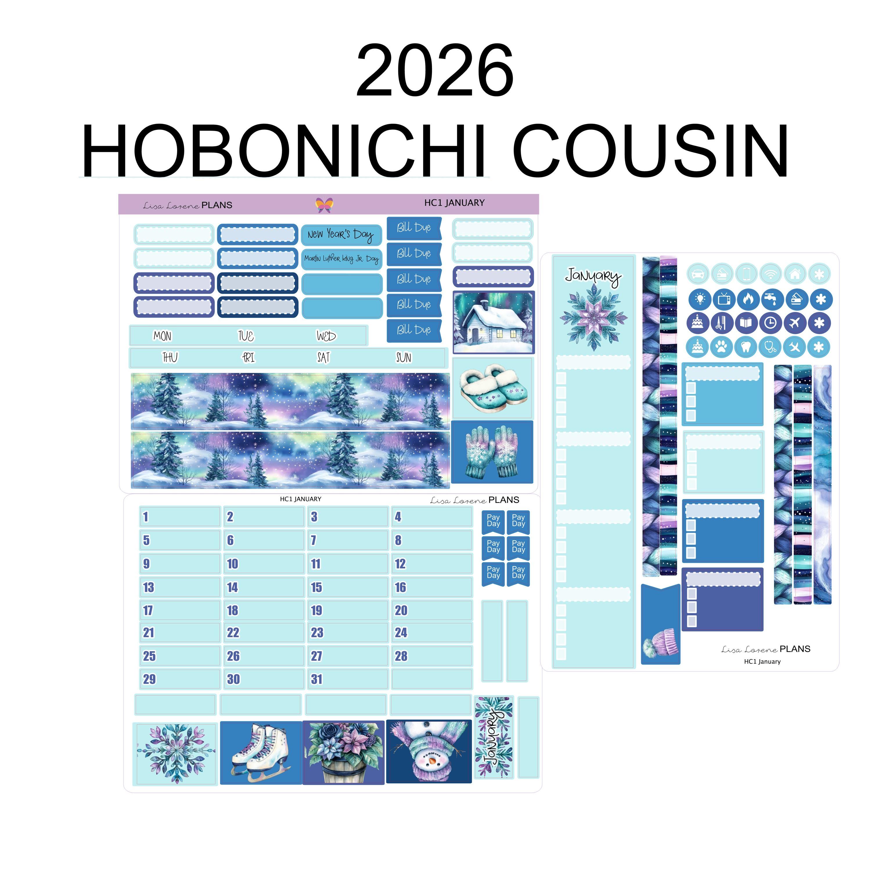 2026 BUNDLE HOBONICHI COUSIN A5 Monthly Kits - 12 Planner Sticker Kits ...