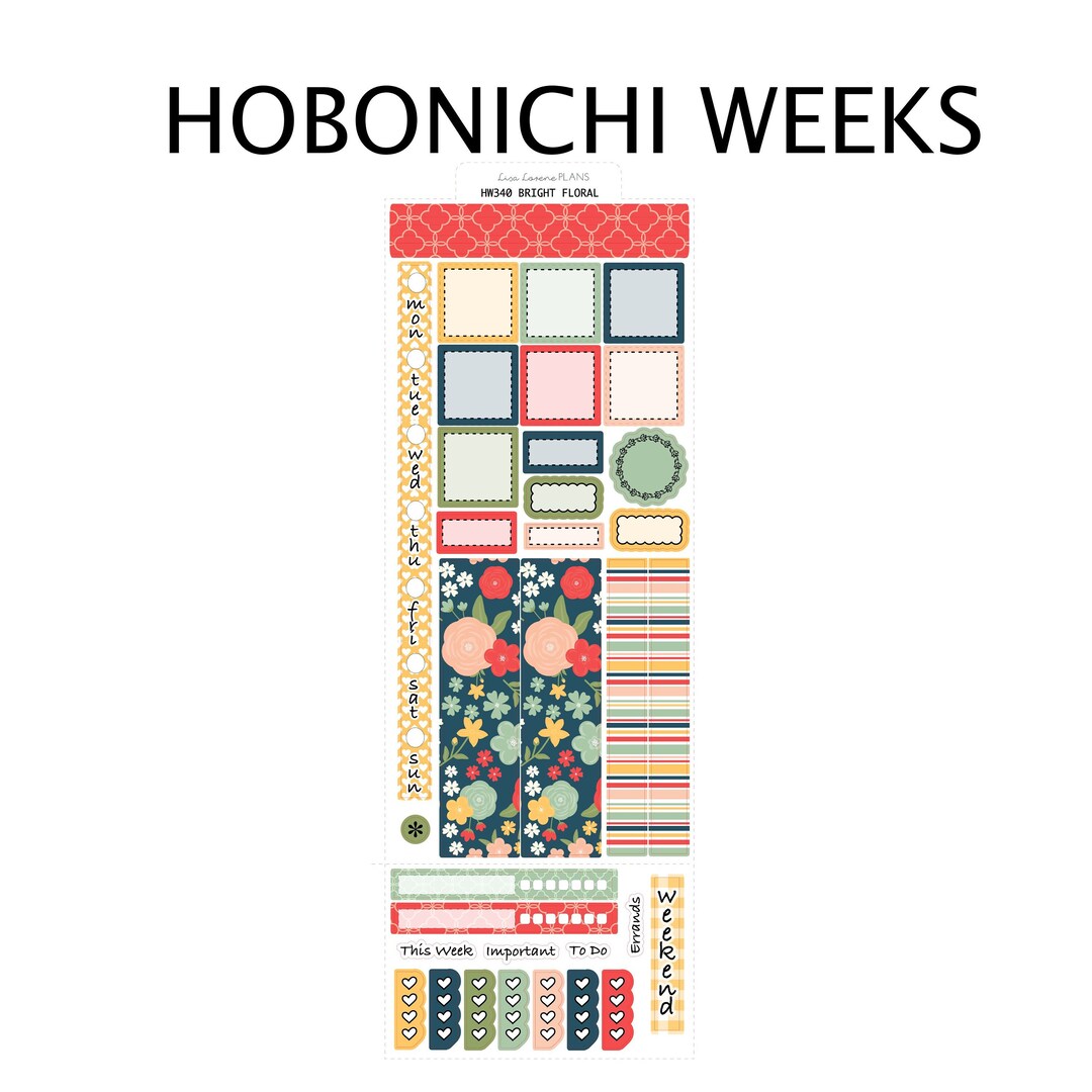 BRIGHT FLORAL Planner Sticker Kit | Weekly Sticker Kit | for Hobonichi ...