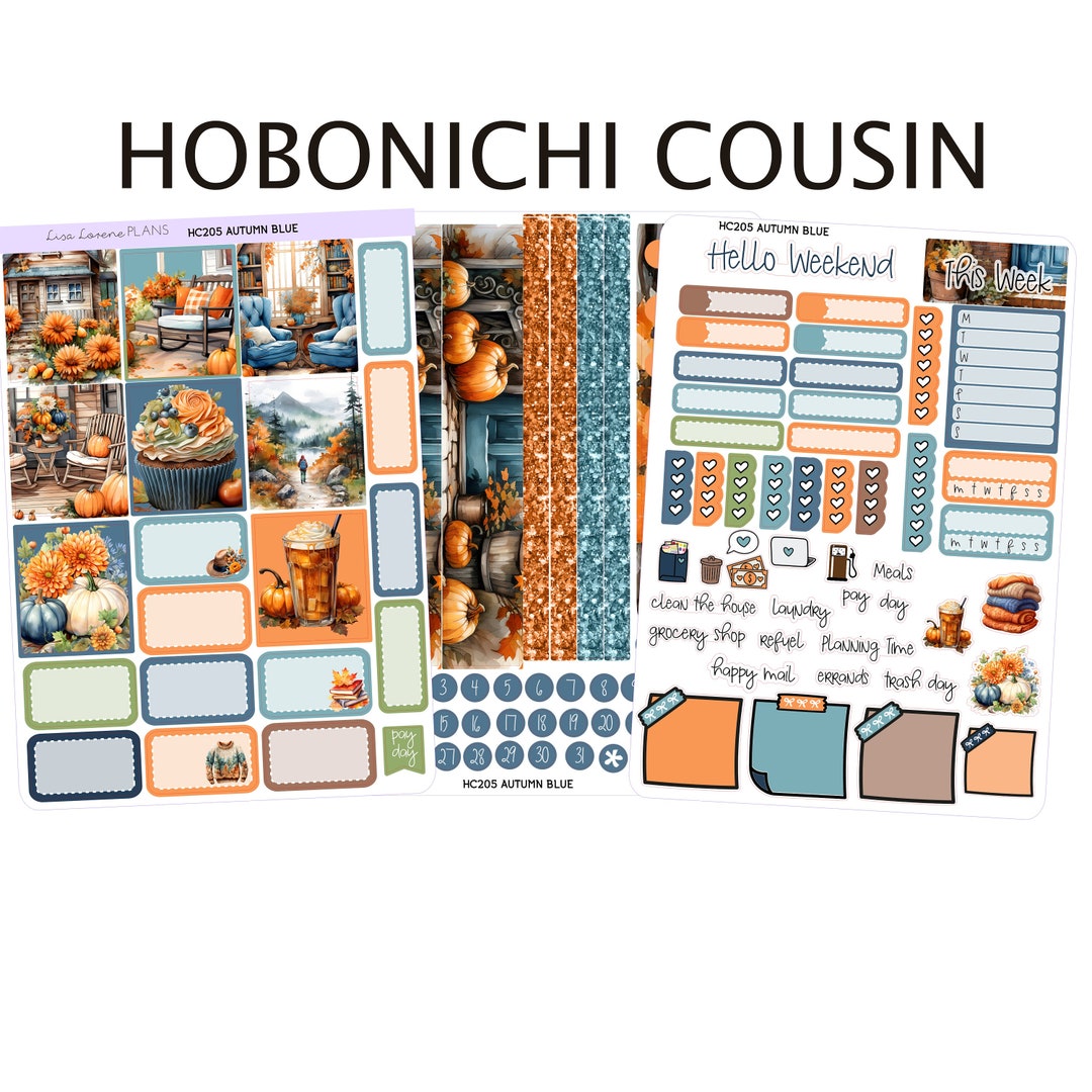 AUTUMN BLUE Hobonichi Cousin Weekly Planner Sticker Kit | | HC205 - Etsy