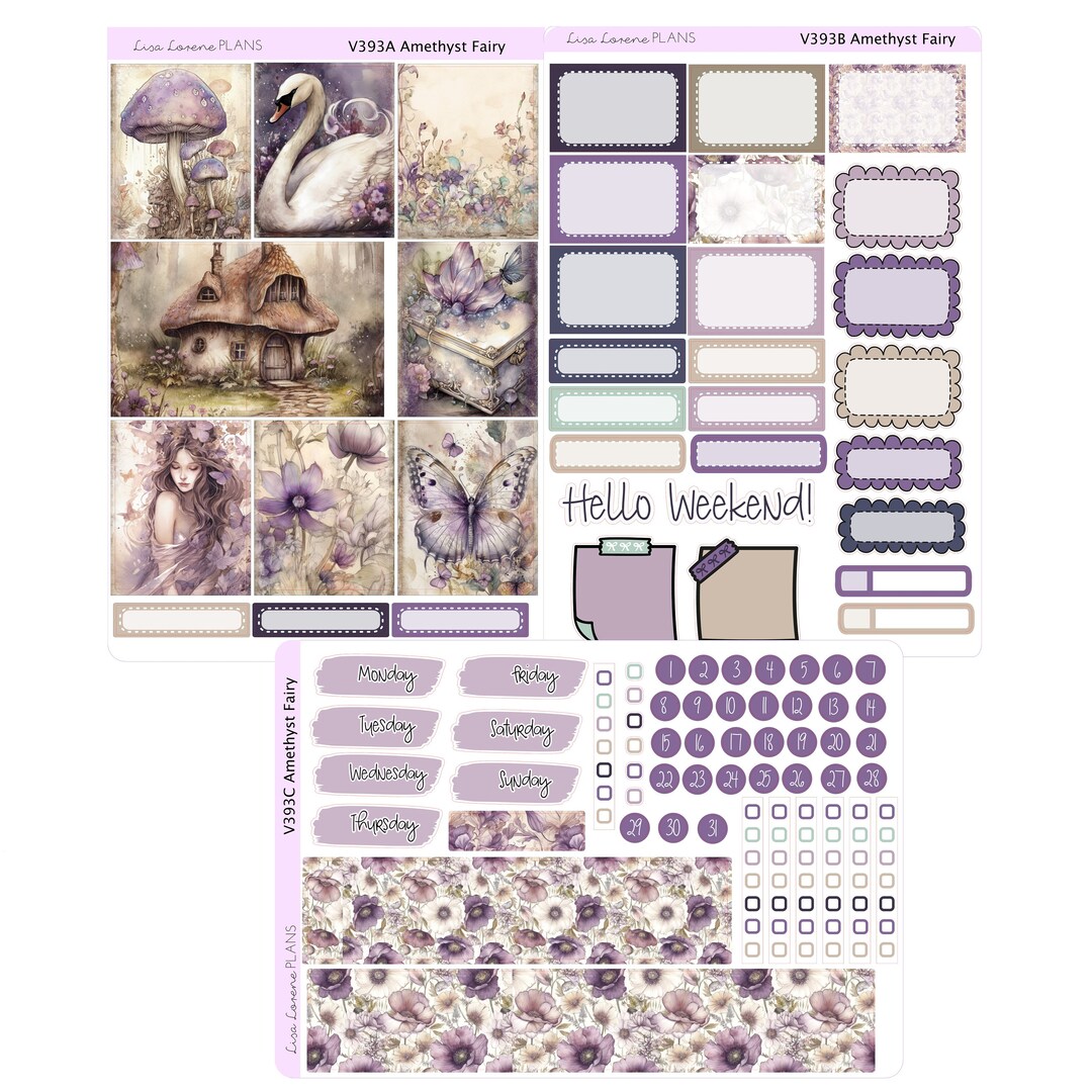 AMETHYST FAIRY Mini Weekly Planner Sticker Kit | Vertical Planner ...