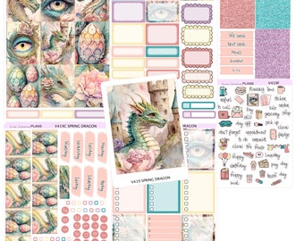 SPRING DRAGON weekly Planner Sticker Kit  | Vertical Planner  | perfect for Vertical Erin Condren Life planner | V419