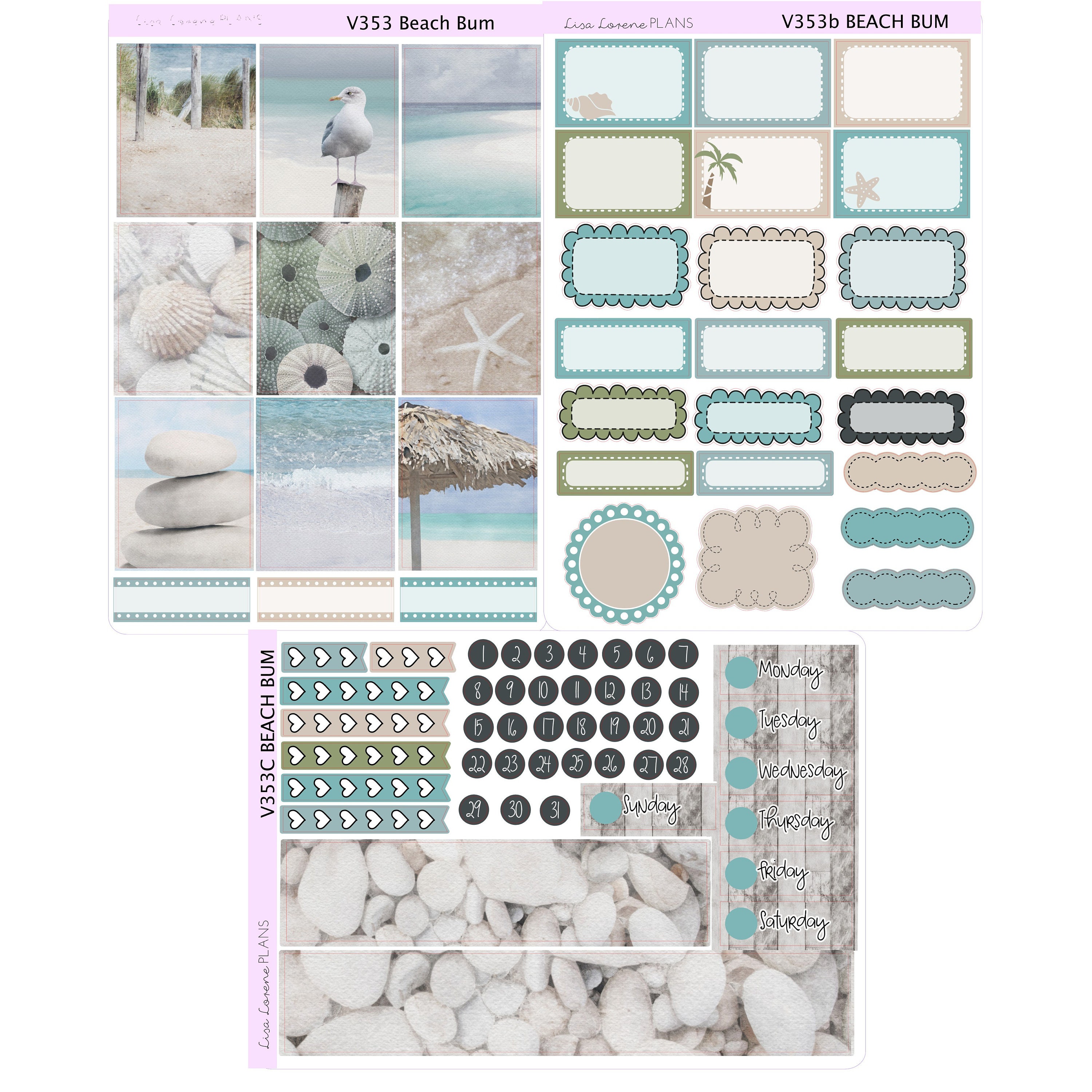 BEACH BUM Weekly Sticker Kit | Vertical Planner | Kit Perfect for ...