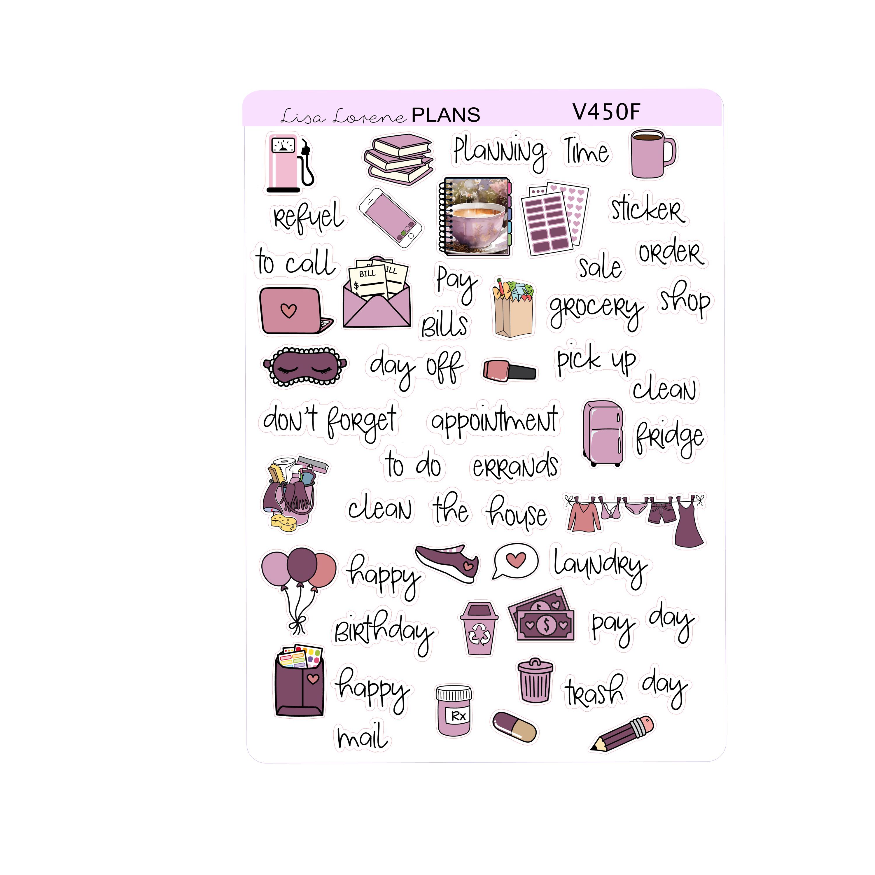 PURPLE RAINY DAY Weekly Planner Sticker Kit | Vertical Planner ...