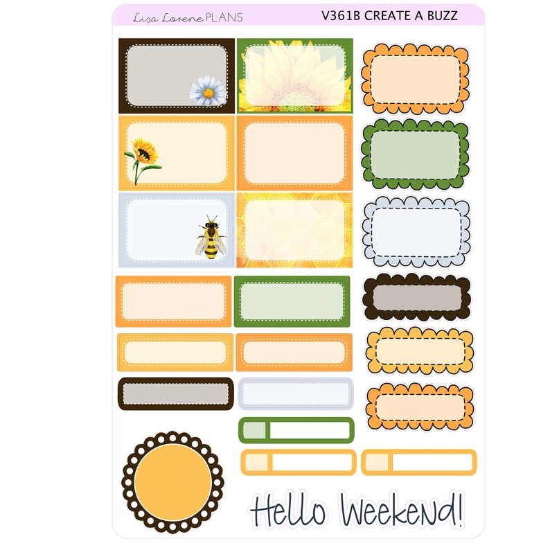 CREATE A BUZZ Weekly Sticker Kit | Honey Bee | 7x9" EC Vertical Planner ...