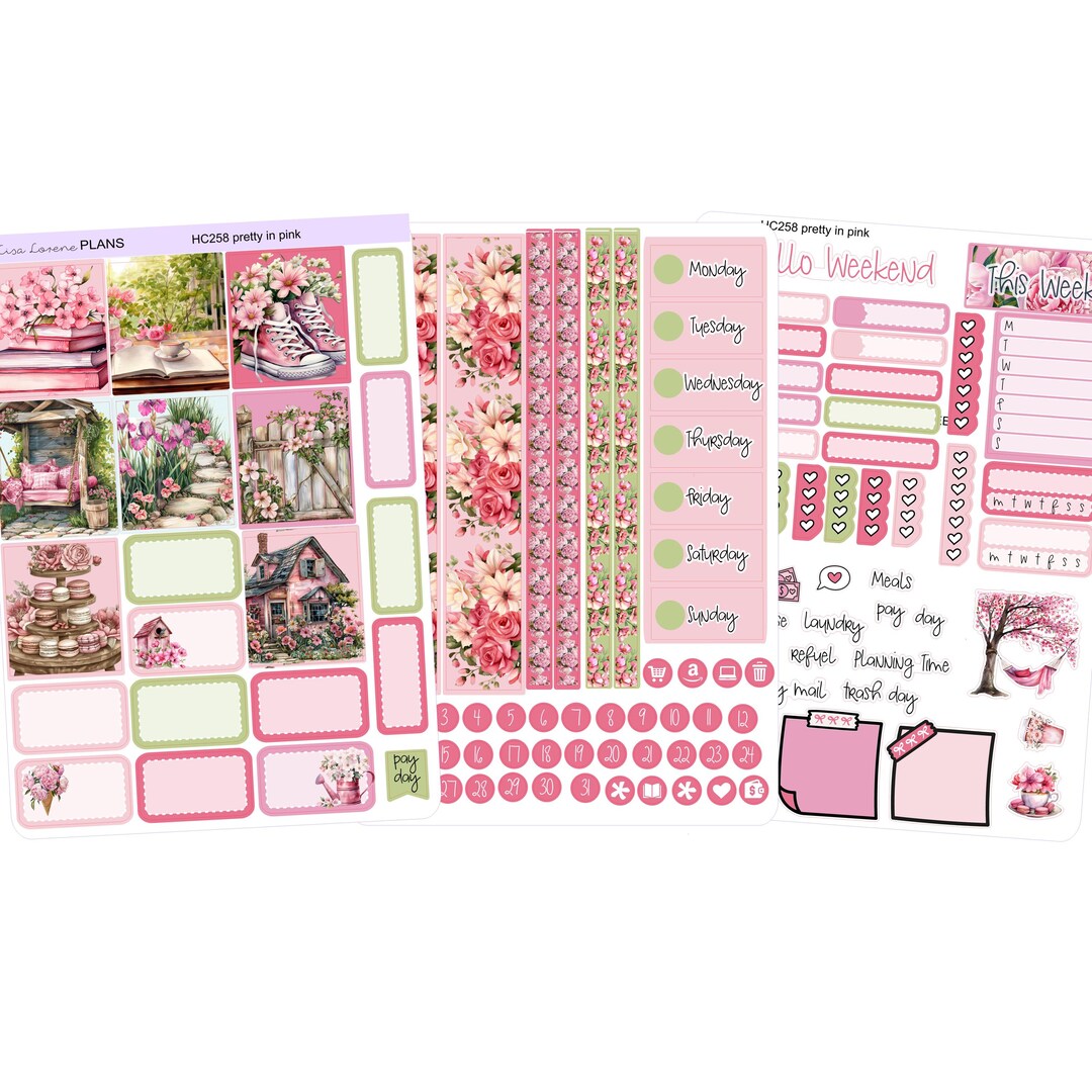 PRETTY IN PINK Hobonichi Cousin Weekly Planner Sticker Kit | | HC258 - Etsy