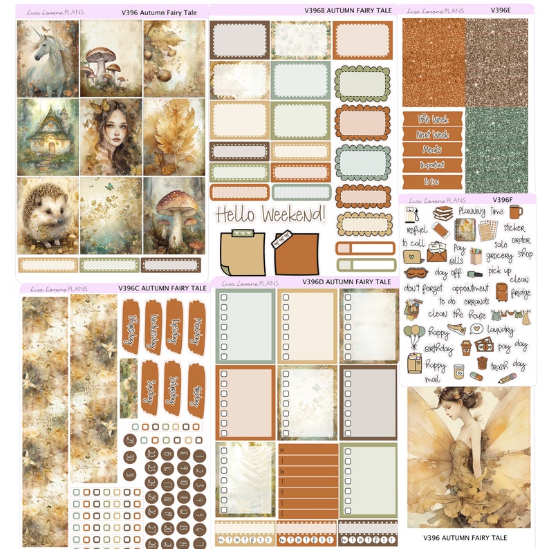 AUTUMN FAIRY TALE Weekly Planner Sticker Kit | Vertical Planner ...