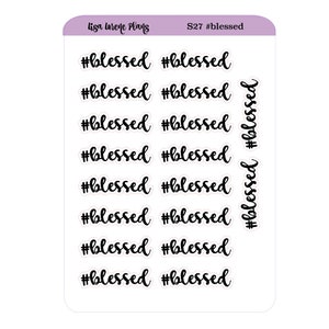 BLESSED HASHTAG  Script Typography Planner Stickers | S30