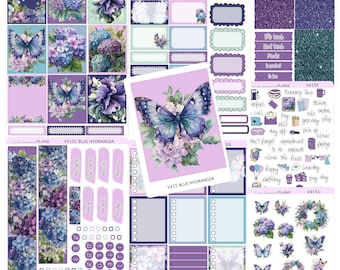 BLUE HYDRANGEA Weekly Sticker Kit  | Vertical Planner  | perfect for Vertical Erin Condren Life planner |  V415