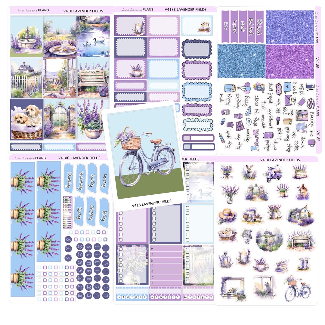 LAVENDER FIELD Weekly Sticker Kit | Vertical Planner | Perfect for ...