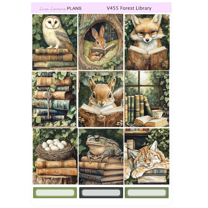 FOREST LIBRARY READING Weekly Planner Sticker Kit | Vertical Planner ...