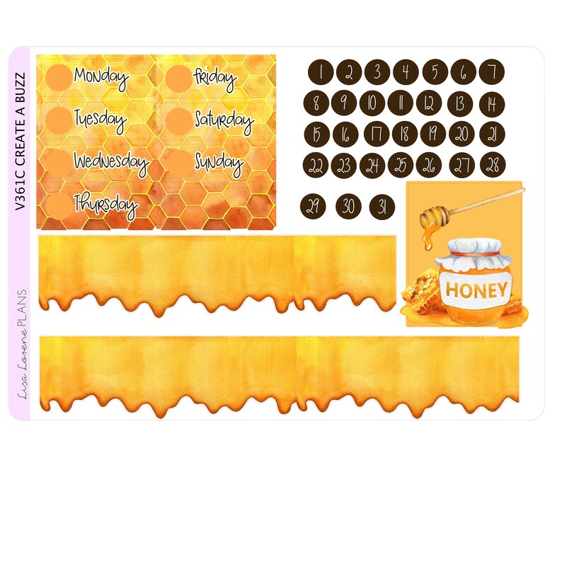 CREATE A BUZZ Weekly Sticker Kit | Honey Bee | 7x9" EC Vertical Planner ...