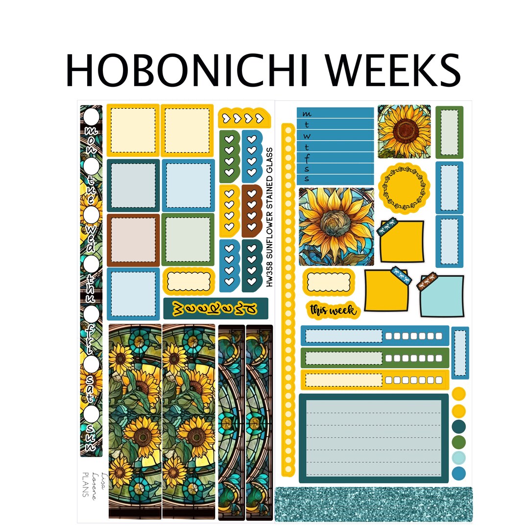 SUNFLOWER STAINED GLASS Hobonichi Weeks Planner Sticker Kit | HW358 - Etsy