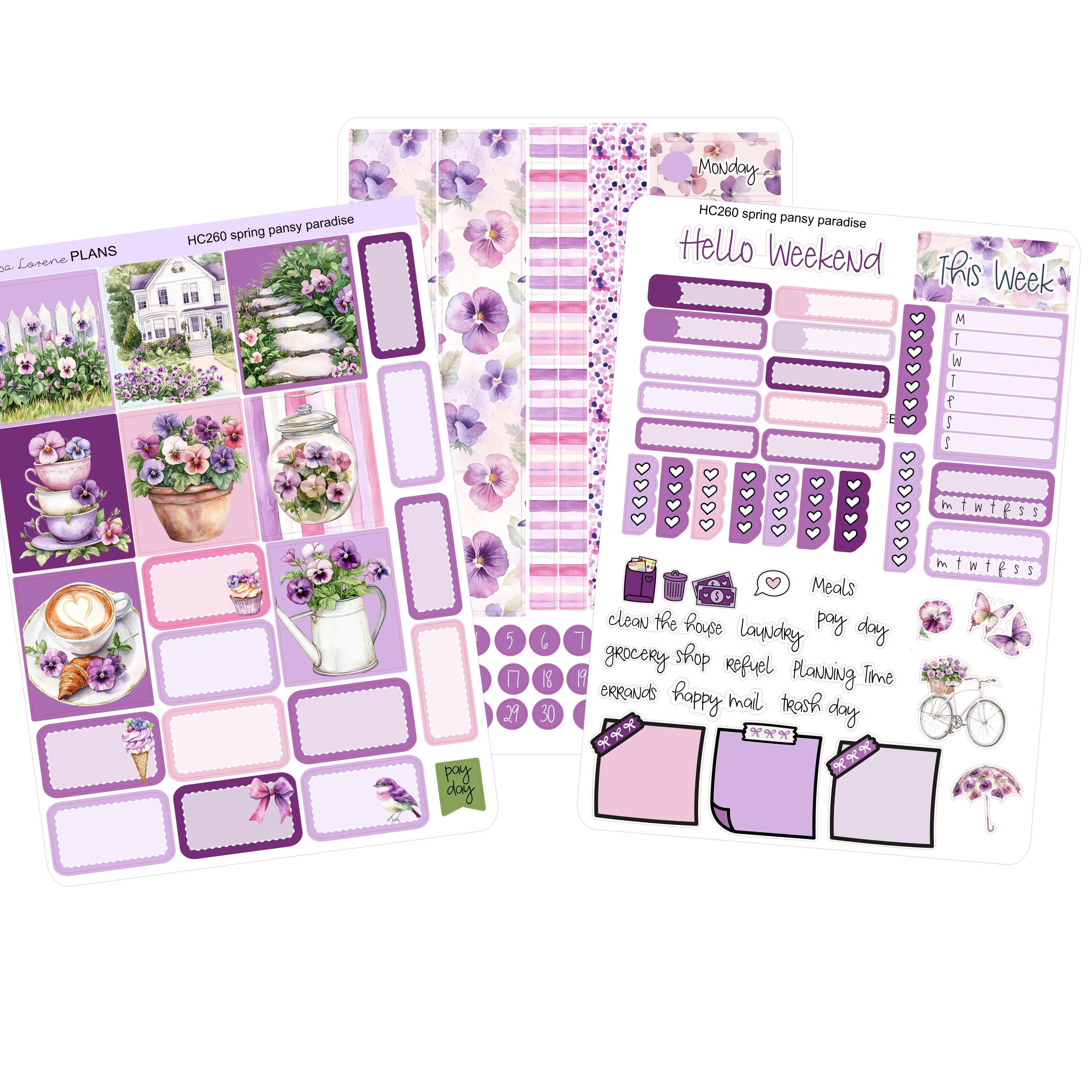 SPRING PANSY PARADISE Hobonichi Cousin Weekly Planner Sticker Kit ...