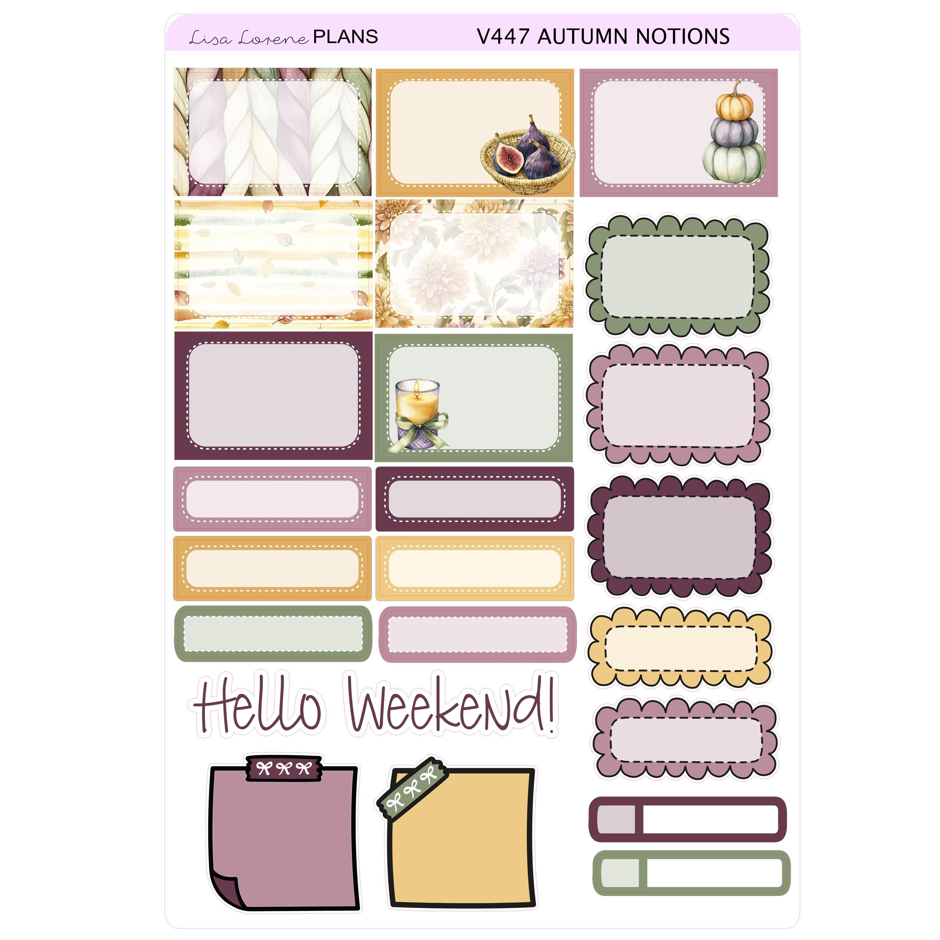 AUTUMN NOTIONS Fall Weekly Planner Sticker Kit | Vertical Planner ...