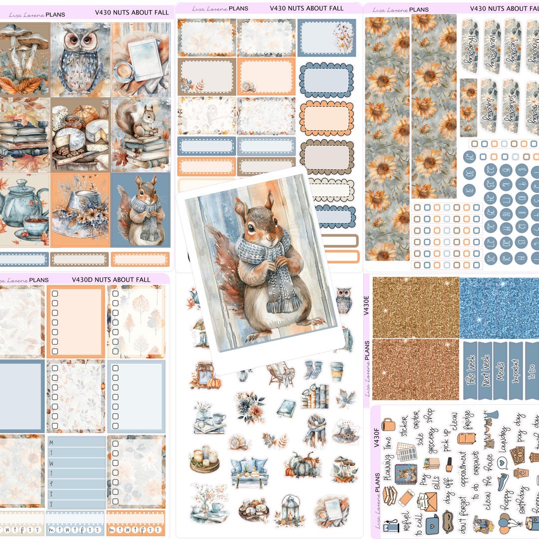 NUTS ABOUT FALL Weekly Planner Sticker Kit | Vertical Planner | Perfect ...