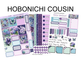 BLUE HYDRANGEA  Hobonichi Cousin Weekly Planner Sticker Kit | HC221