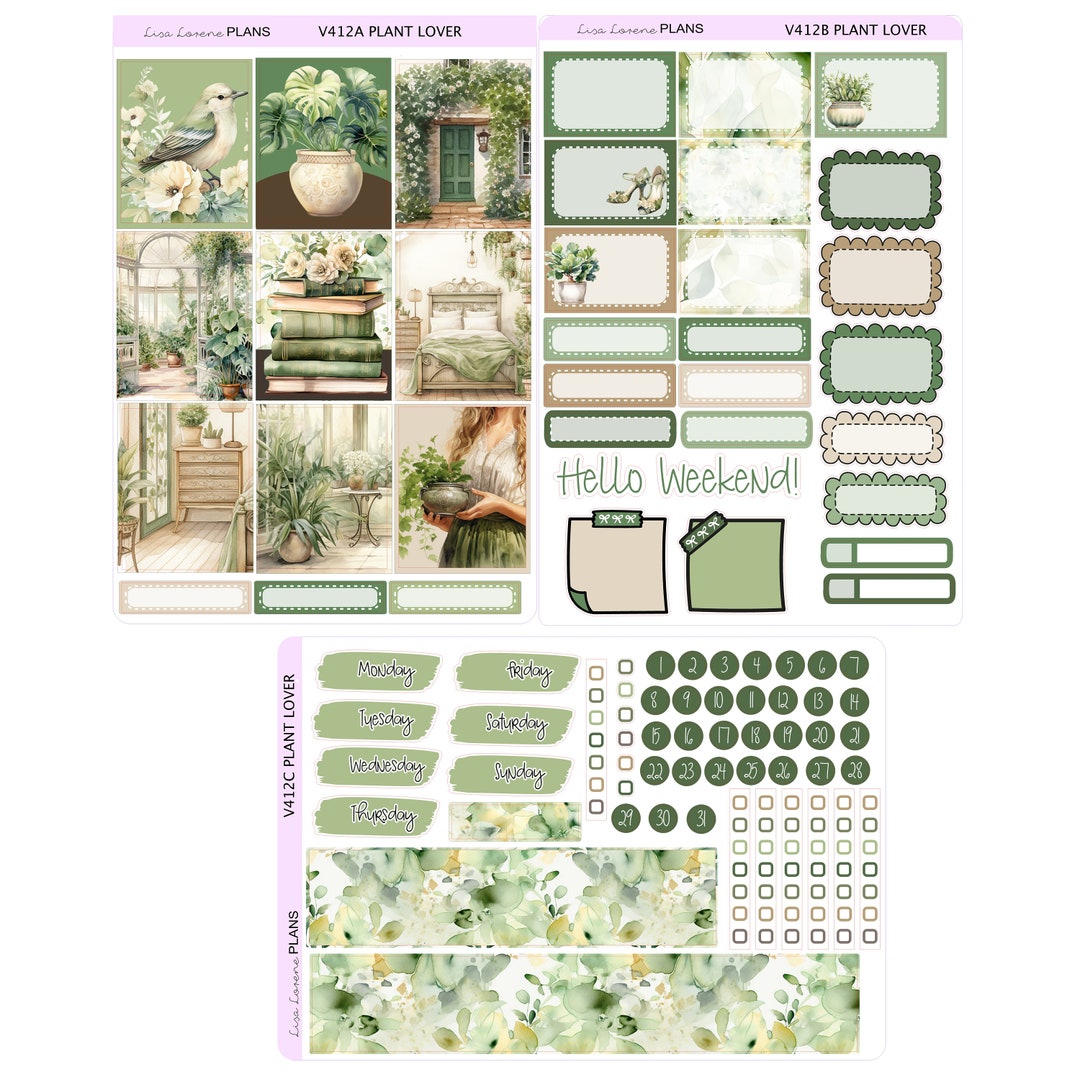 PLANT LOVER Reading Weekly Planner Sticker Kit | Vertical Planner ...