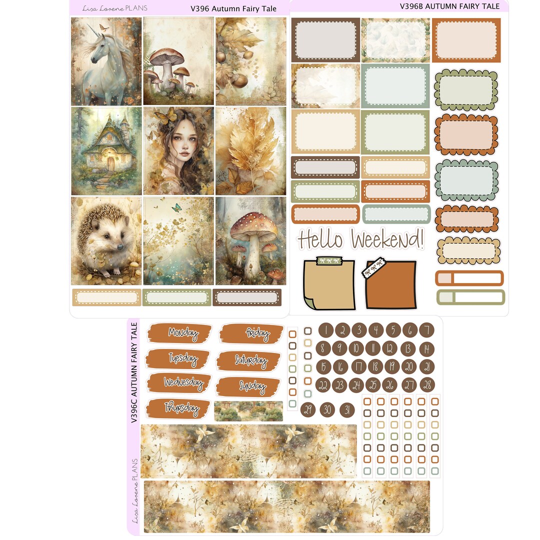 AUTUMN FAIRY TALE Weekly Planner Sticker Kit | Vertical Planner ...