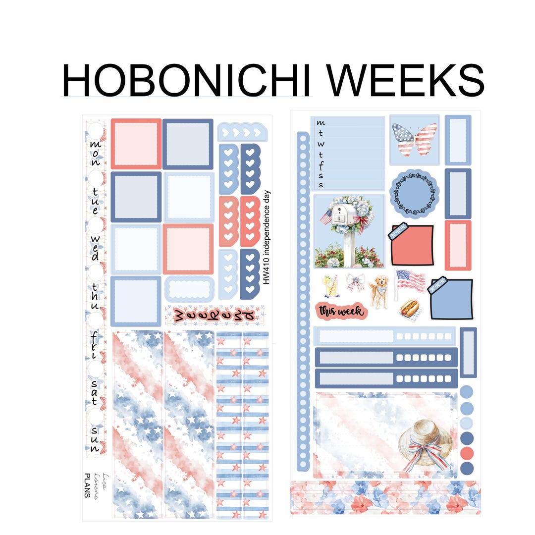 INDEPENDENCE DAY Weekly Planner Sticker Kit | Hobonichi Weeks Sticker ...