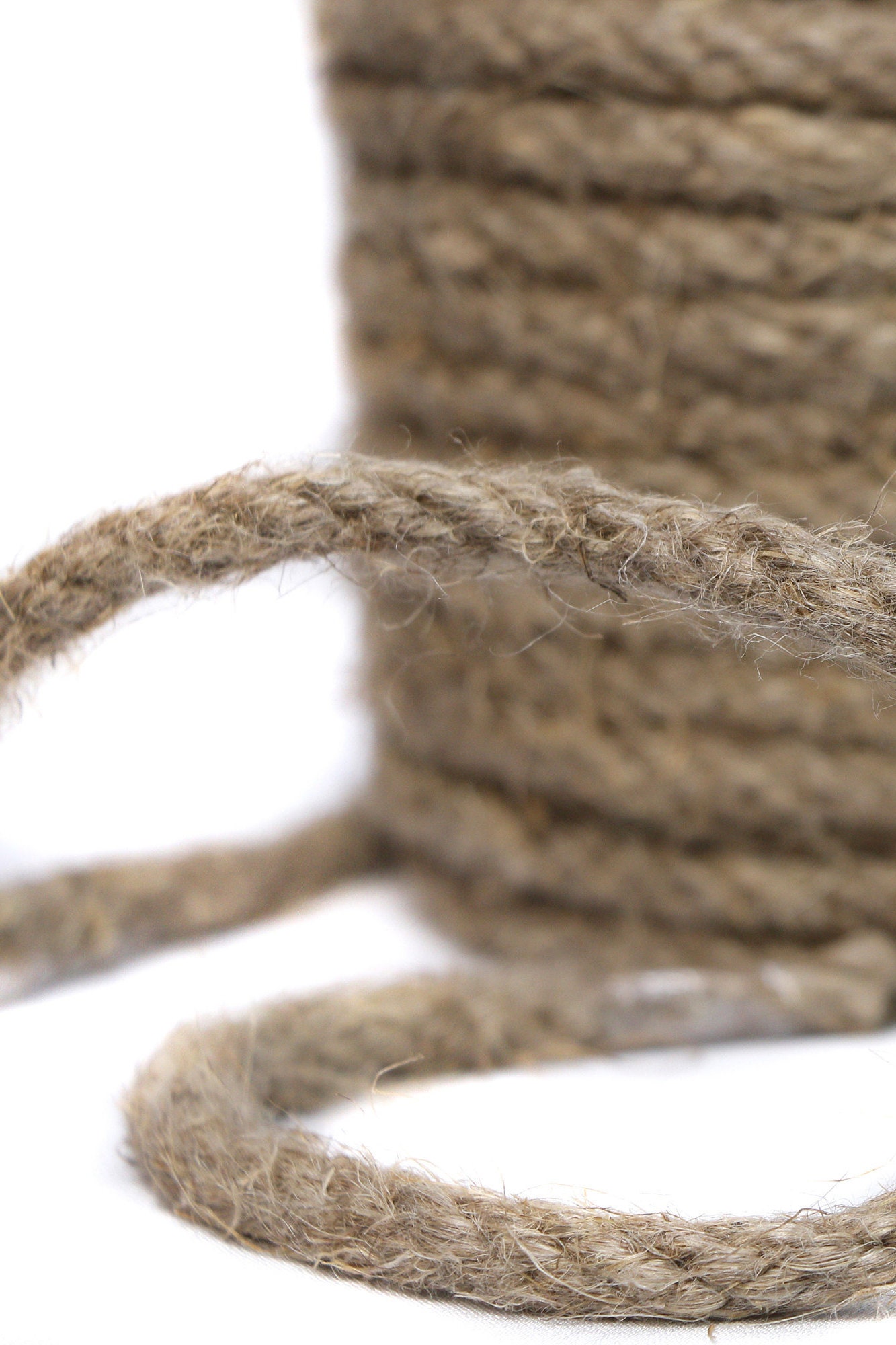 Natural brown linen braided rope. Linen rope Linen braided Etsy